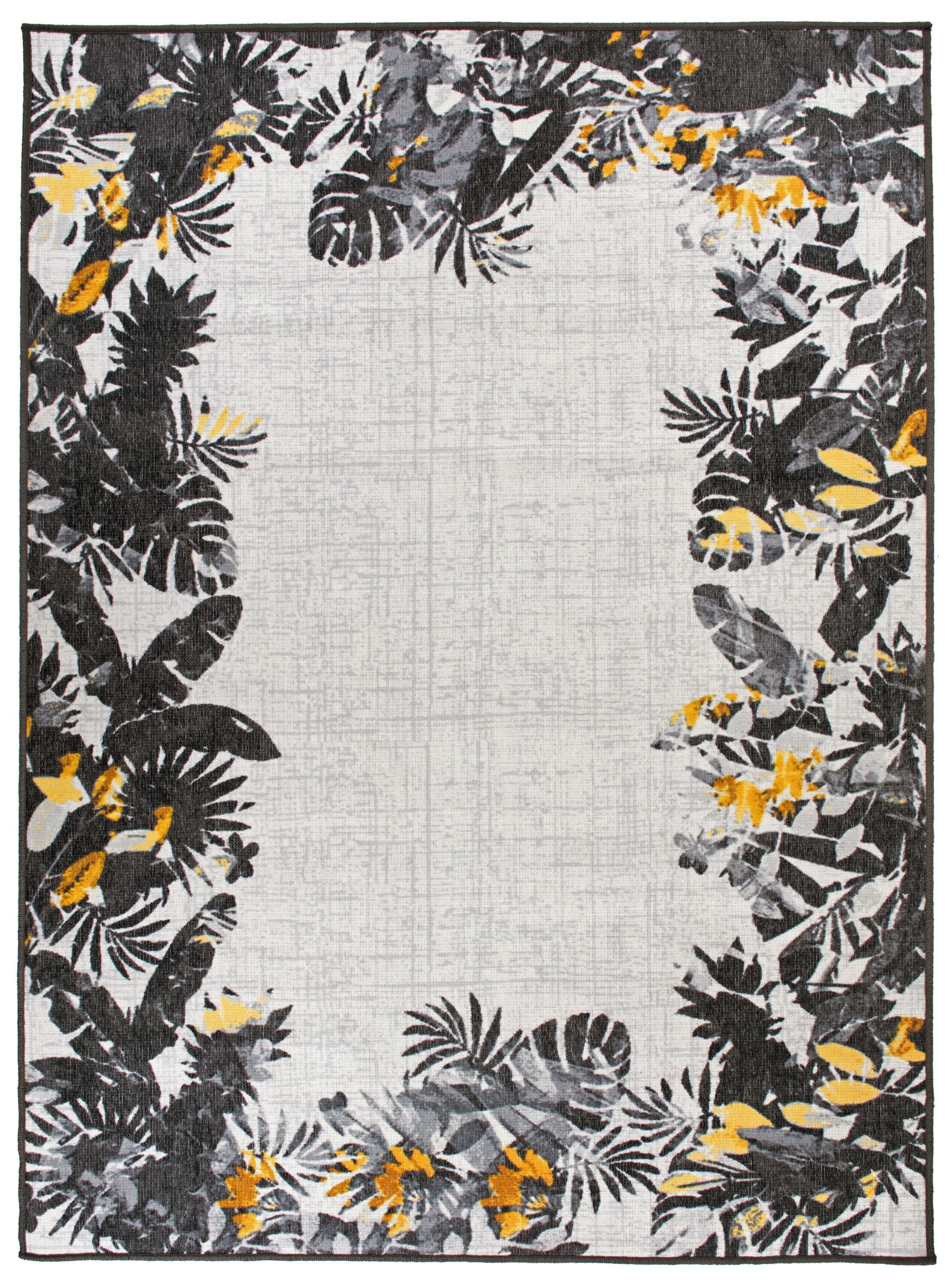 World Rug Gallery 9019GRAY5X7 Ravenna 5 x 7 (ft) Loomed Nylon Gray Rectangular Indoor/Outdoor Floral/Botanical Tropical Area rug