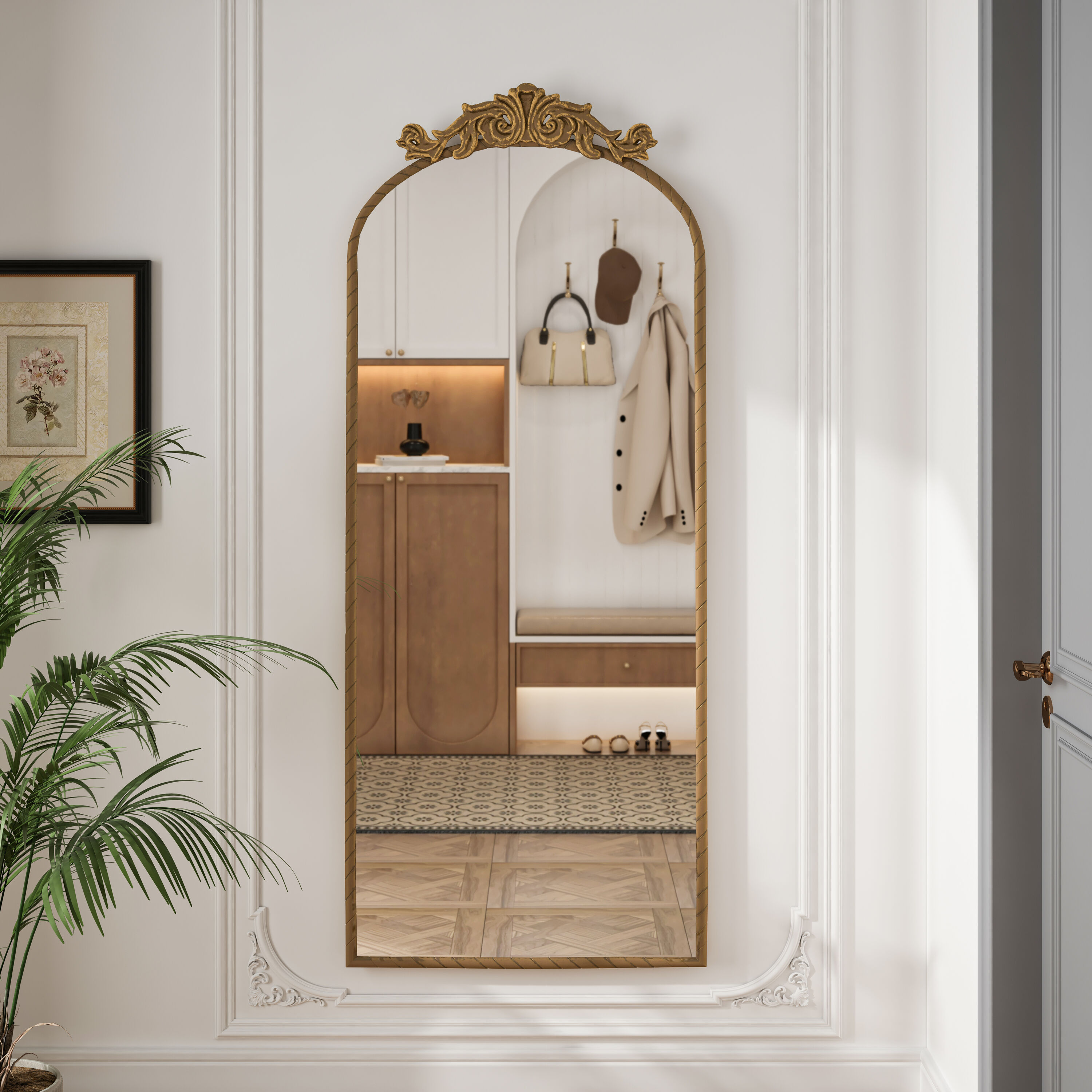 LIVIZA 24-in W x 58-in H Arch Bronze Framed Full Length Wall Mirror