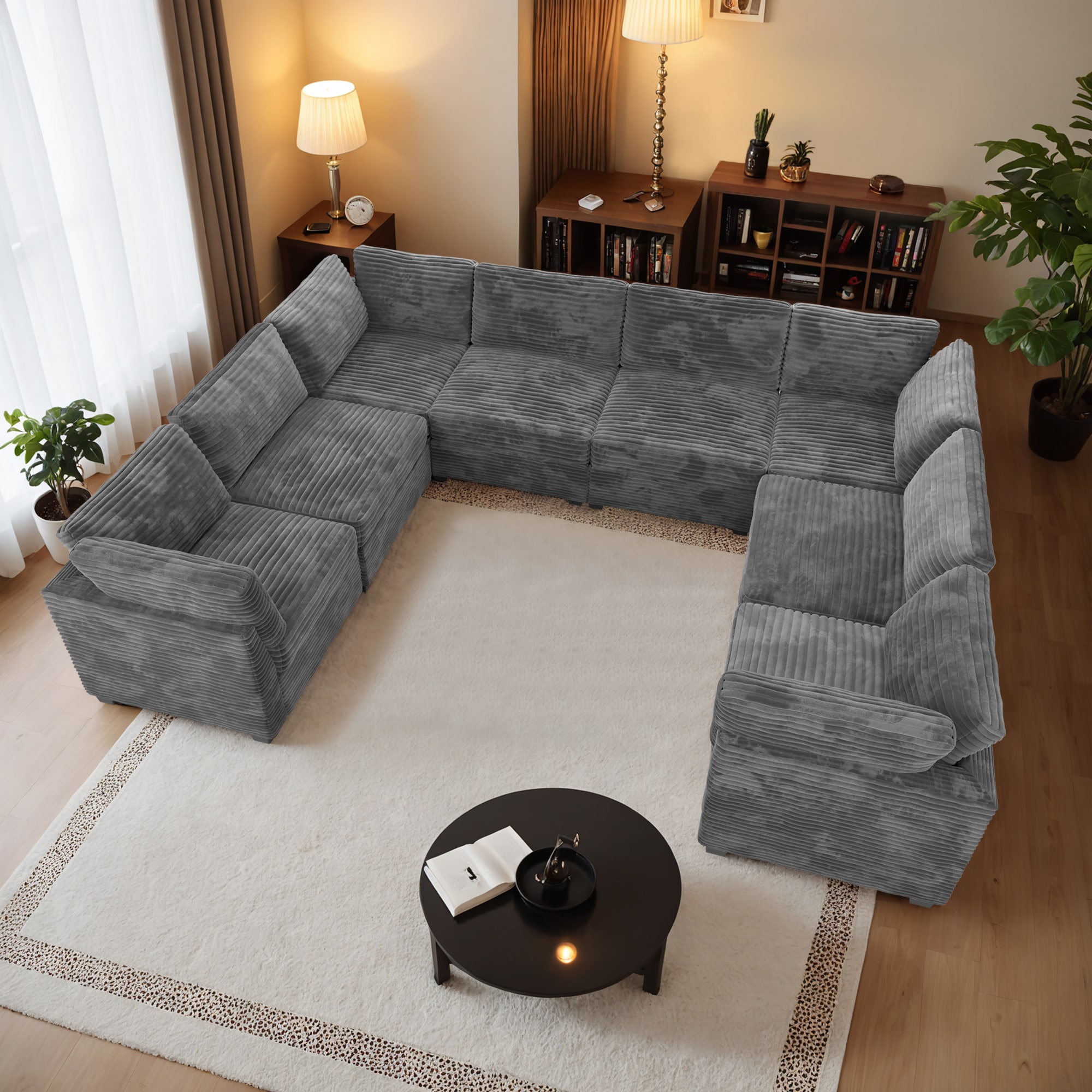 Ovios OYOYO910-G 130.7-in Modern Gray Sectional