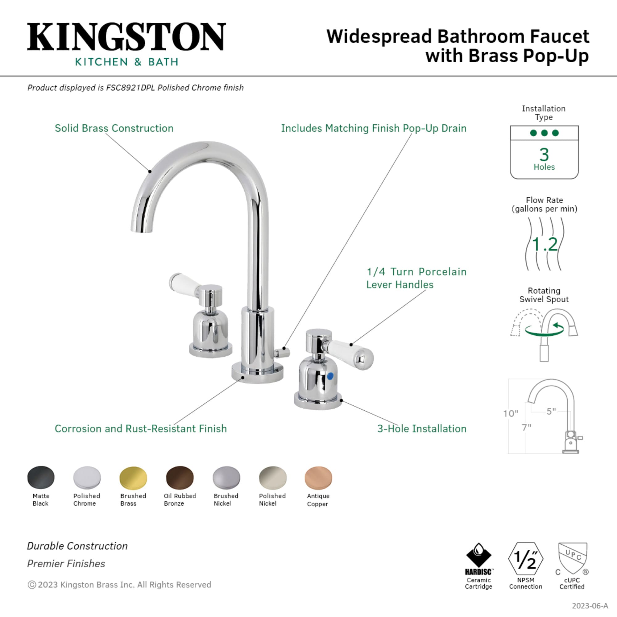 Kingston Brass WLFSC8925DPL Lavatory-Faucets - View #3