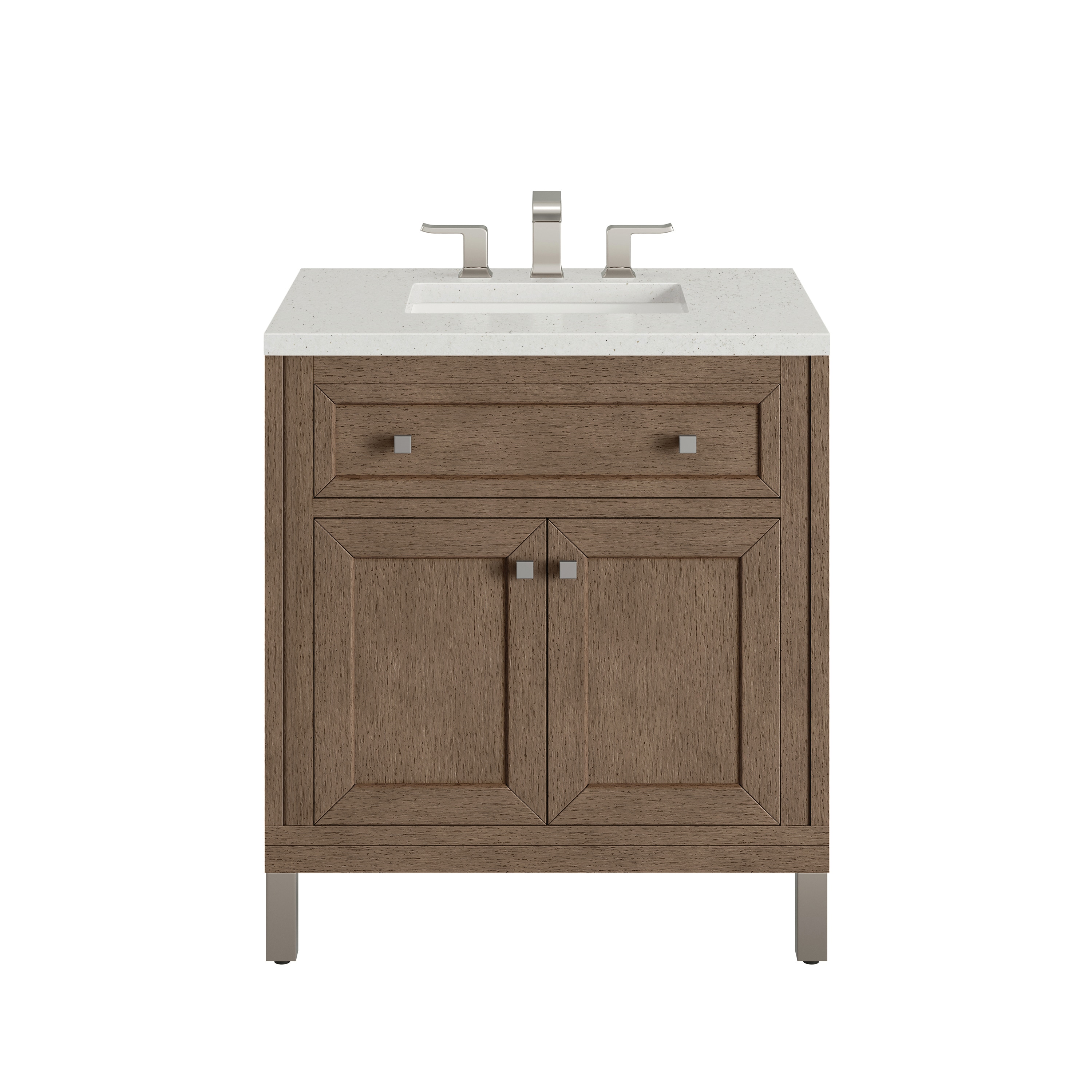 James Martin Vanities 305-V30-WWW-3LDL Chicago 30-in Whitewashed Walnut Undermount Single Sink Bathroom Vanity with Lime Delight Quartz Top
