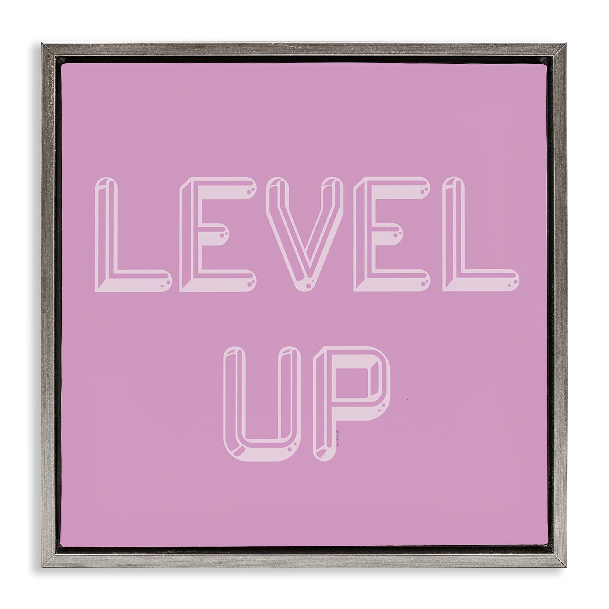 Stupell Industries BS-723-FFL-24X24 Level Up Purple and White Gray Framed Floater Canvas Wall Art By Yass Naffas Designs 25 x 25