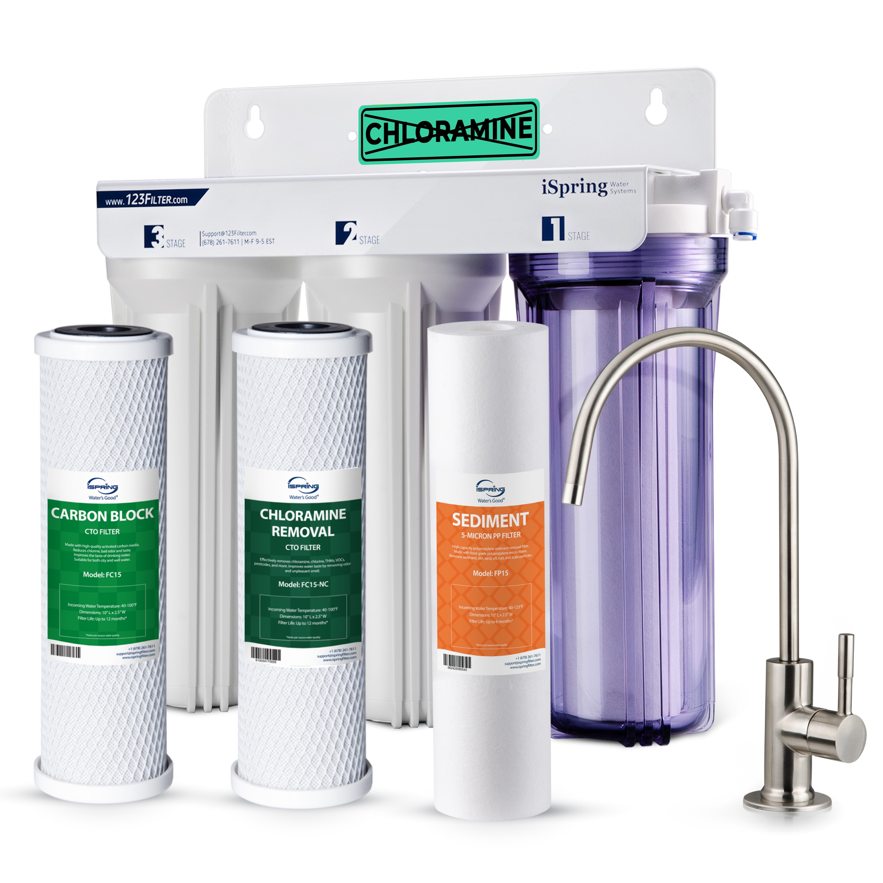 iSpring US31-NC US31 Triple-stage Gac Under Sink Water Filtration System with Faucet