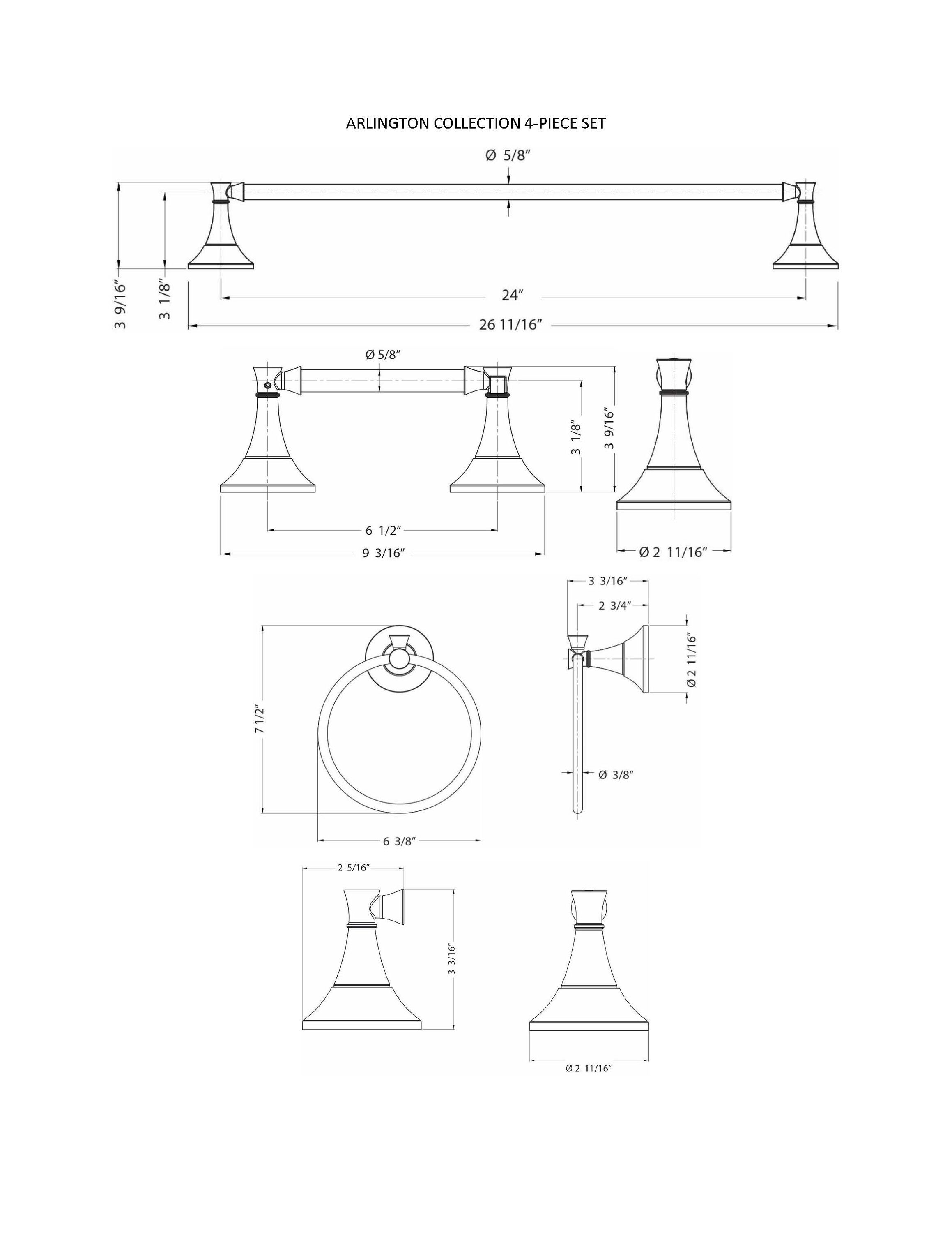 ARISTA 2701-4SET-CH Decorative-Bath-Hardware-Kits - View #14