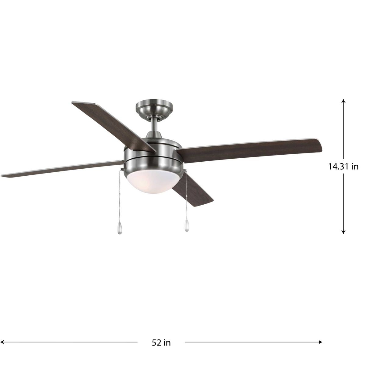 McLennan II 52" Brushed Nickel Ceiling Fan with Light Kit