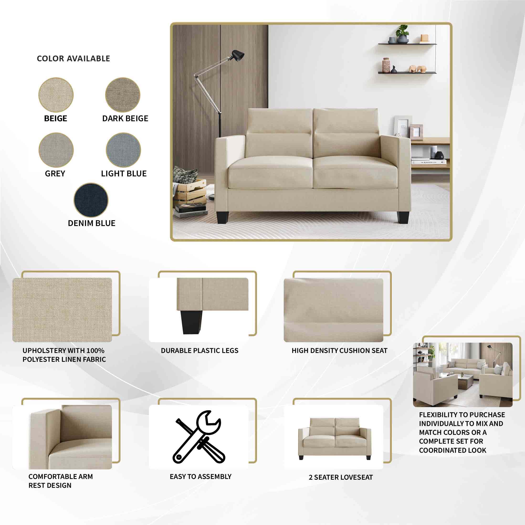 ChaletPosh C377LS-BG-LN Sofas-Loveseats - View #8