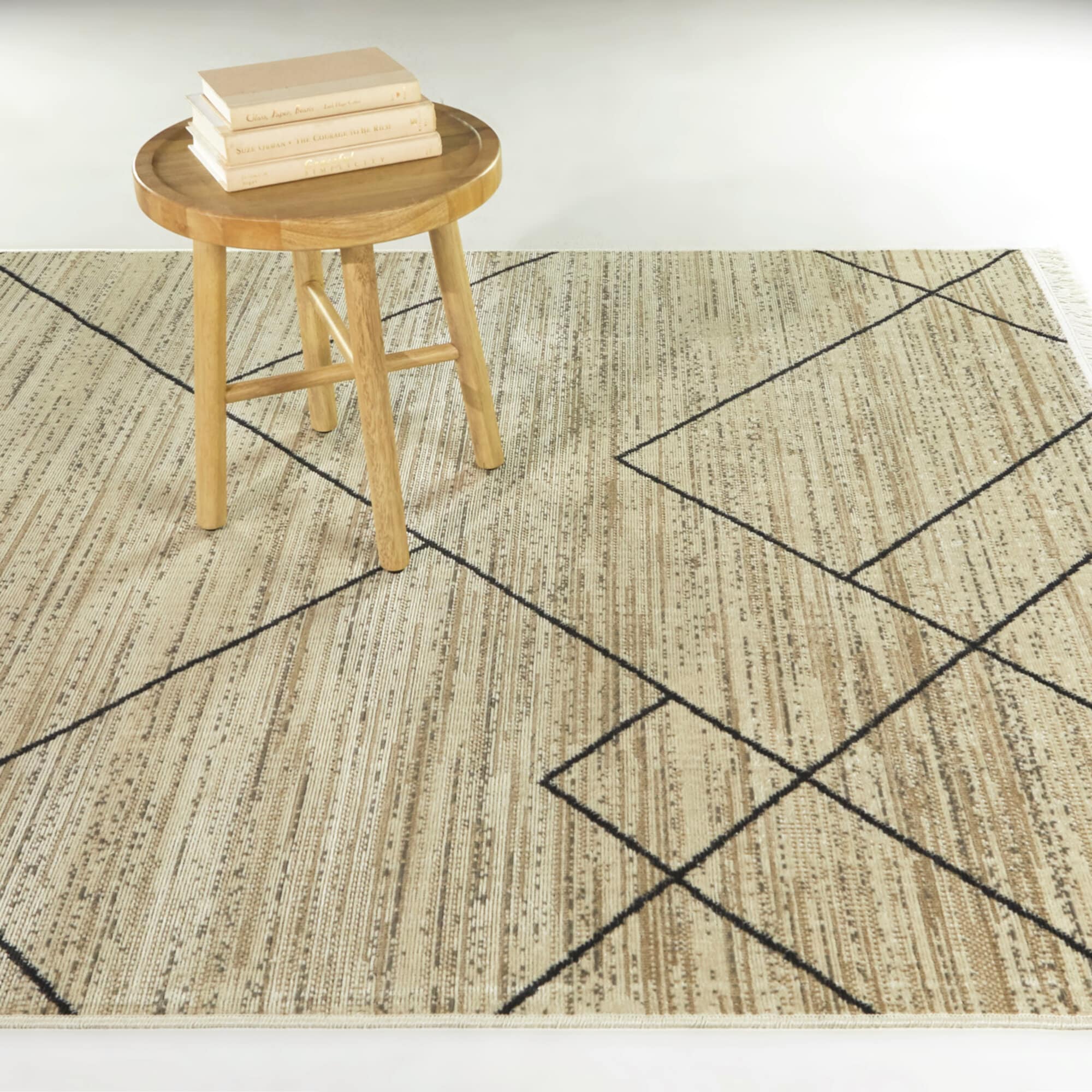 Balta 3111087 5 x 6 (ft) Polyester/Polypropylene Cream Rectangular Indoor Geometric Mid-Century Modern Area rug