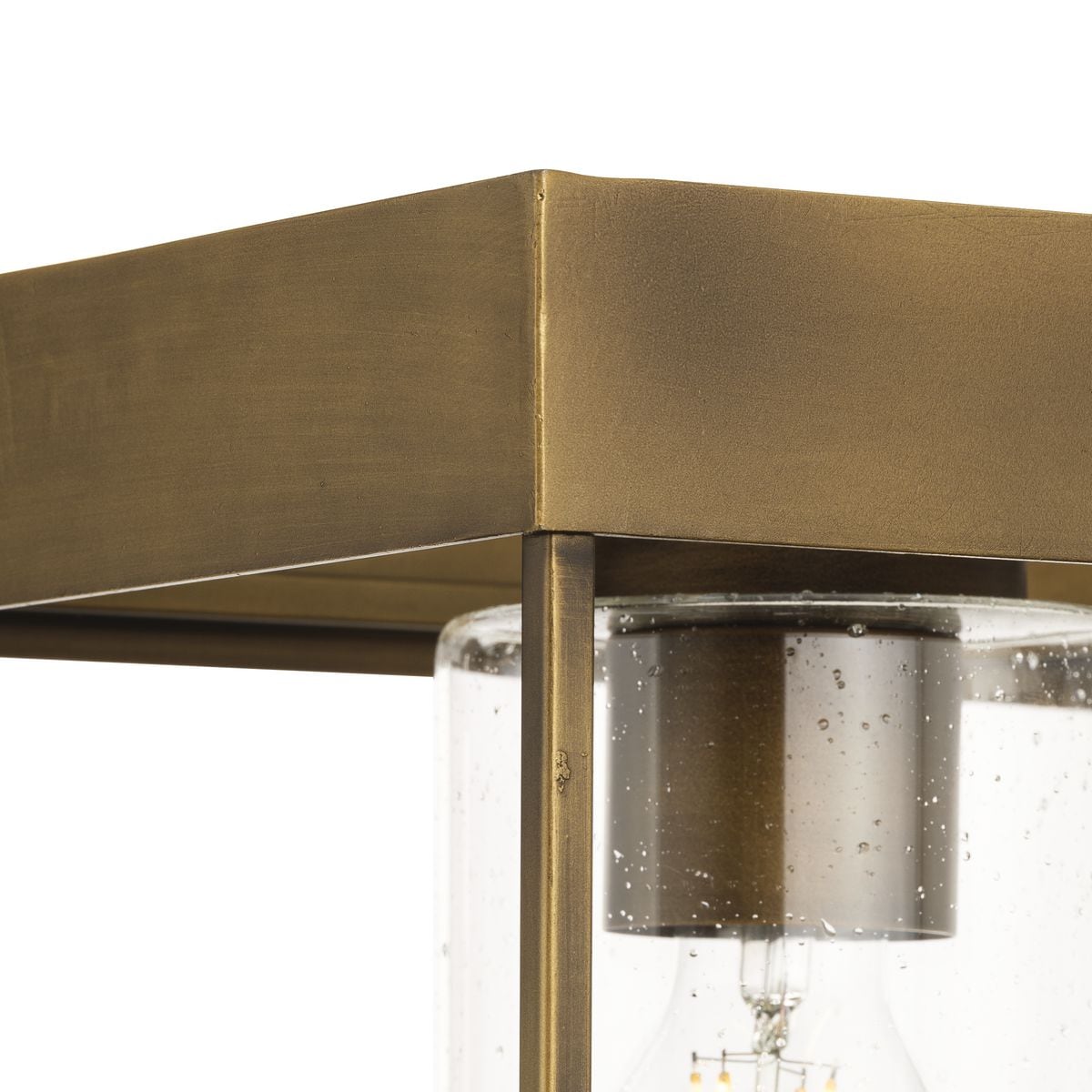 Burgess Aged Bronze 44'' Modern Farmhouse Island Light with Seeded Glass