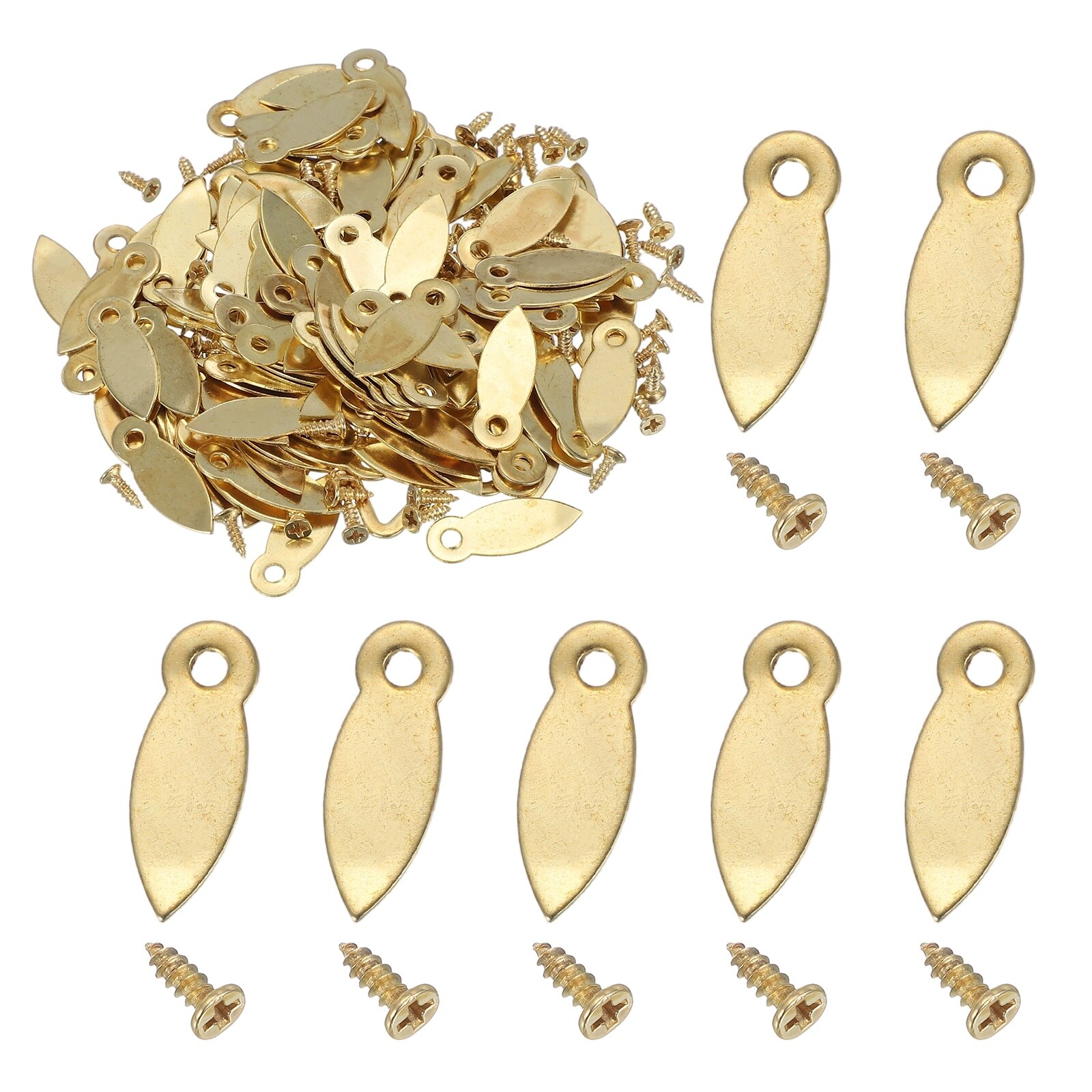 Unique Bargains 120pcs Picture Frame Backing Clips 0.98inch Photo Frame Turn Buttons Fasteners Hardware Corner Clip with 120pcs Screw for Hanging Pictures Craft Drawings Melonseed Shaped Gold