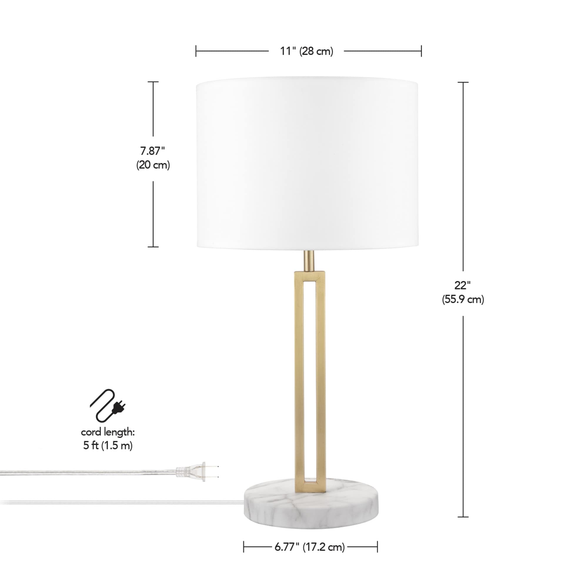 Globe Electric Matte Brass Rotary Socket Table Lamp with Fabric Shade ...