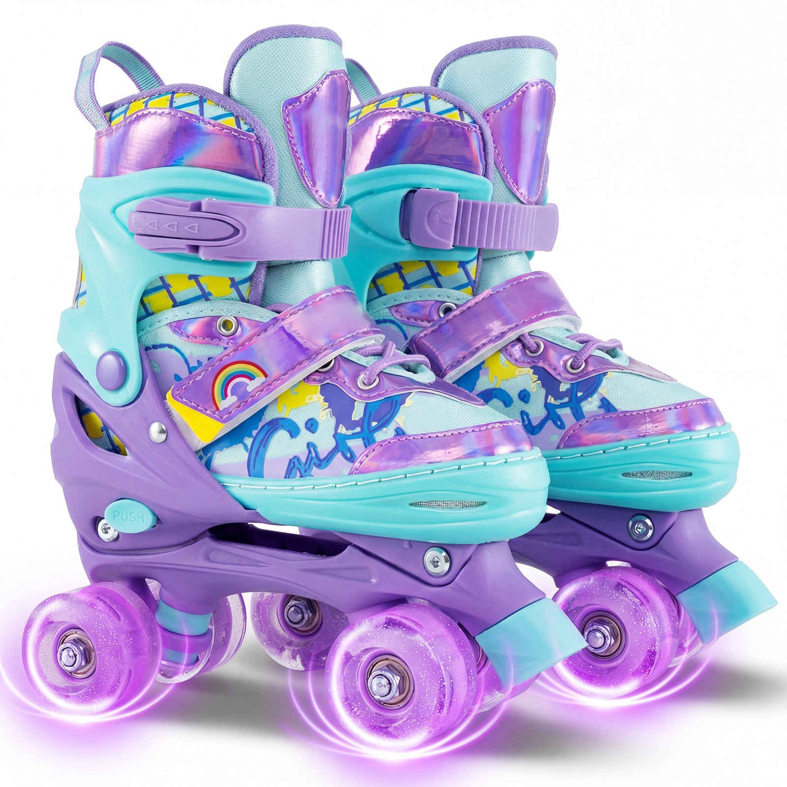 Slickblue - Kids Adjustable Quad Roller Skates for Indoor Rinks and Outdoor Sidewalks Ages 7 to 9...