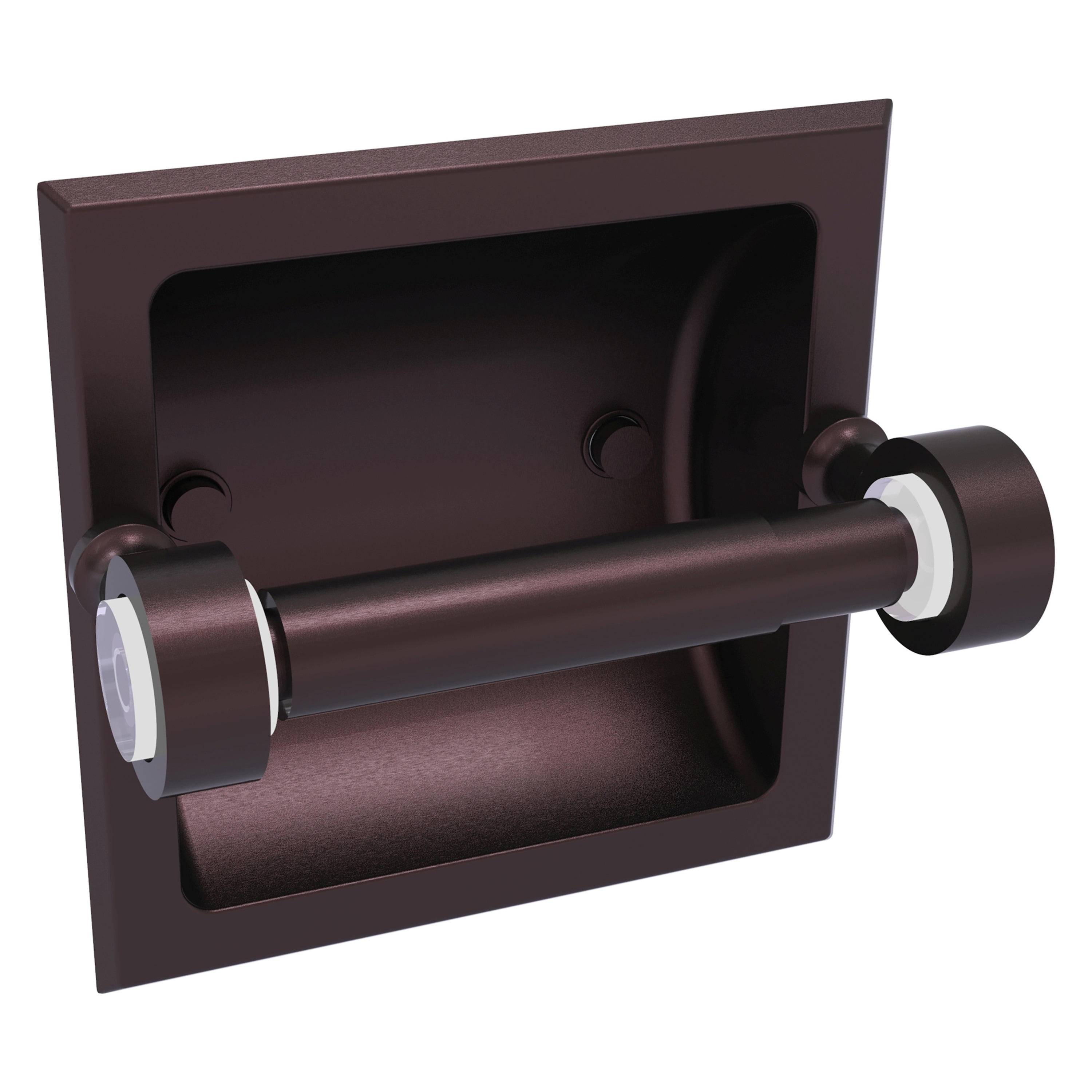 Allied Brass PG-24C-ABZ Pacific Grove Antique Bronze Recessed Double post Toilet Paper Holder 1 -Rolls with Storage