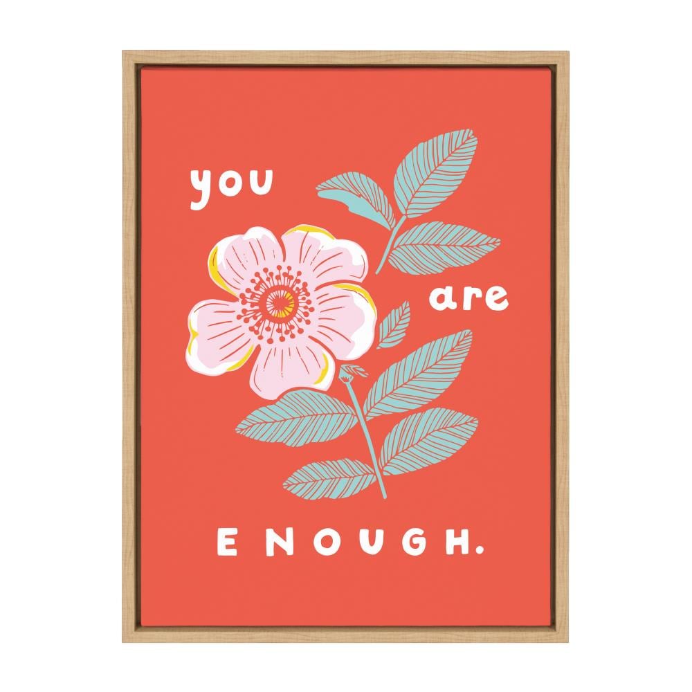 Kate and Laurel 219720 You Are Enough Maria Filar Brown Plastic Framed 24-in H x 18-in W Inspirational Canvas Print