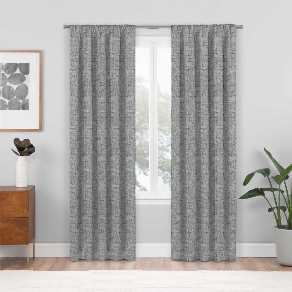 allen + roth 95-in Black Blackout Thermal Lined Back Tab Single Curtain ...