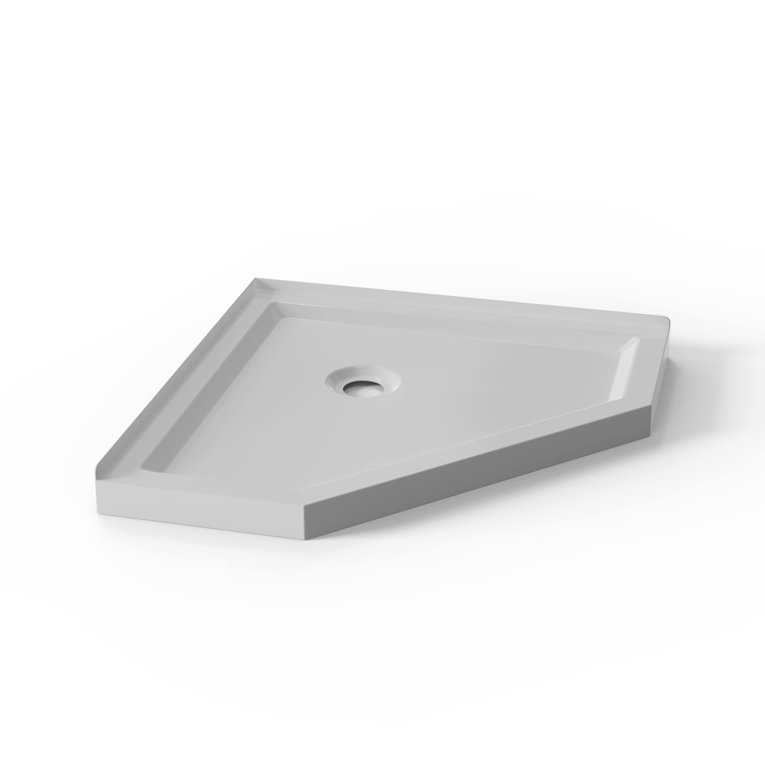 BEARSOLIM Goodyo 36 in. D x 36 in. W x 3.4 in. H Corner Drain Neo-Angle Shower Base in White