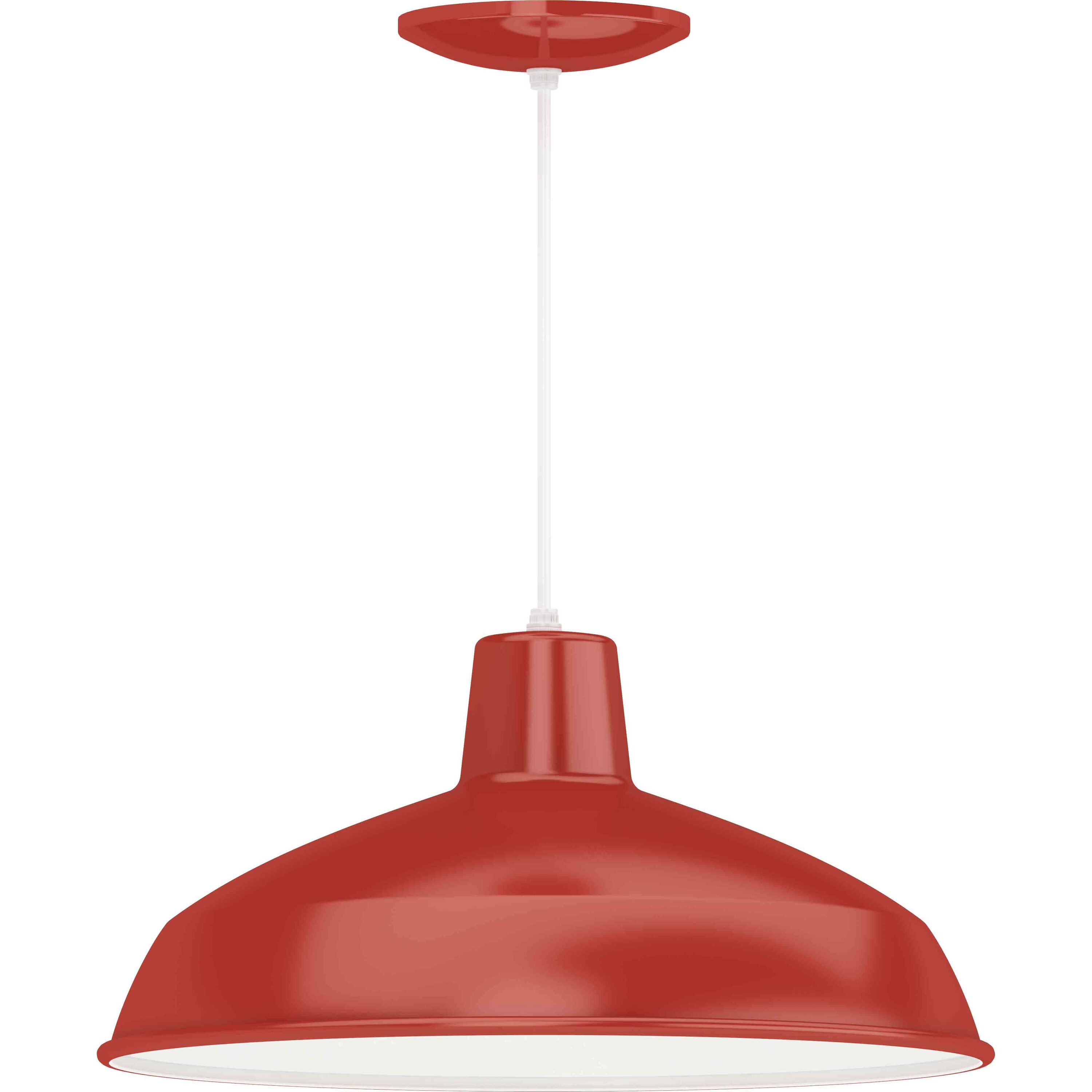 Red Metal Dome Pendant Light with Adjustable Height