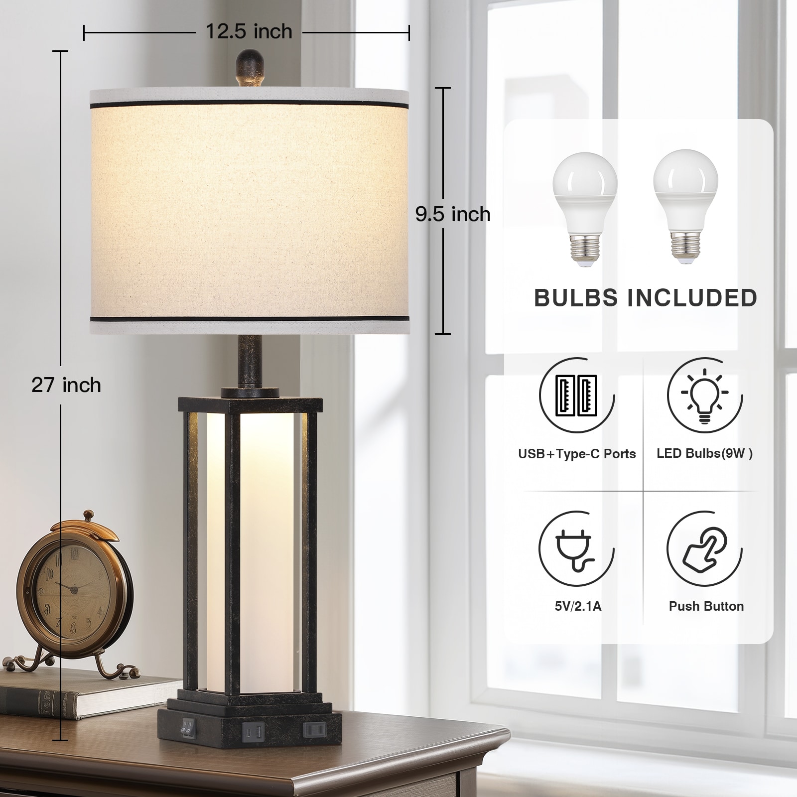 UrFurnishings TD-525 Table-Lamps - View #3