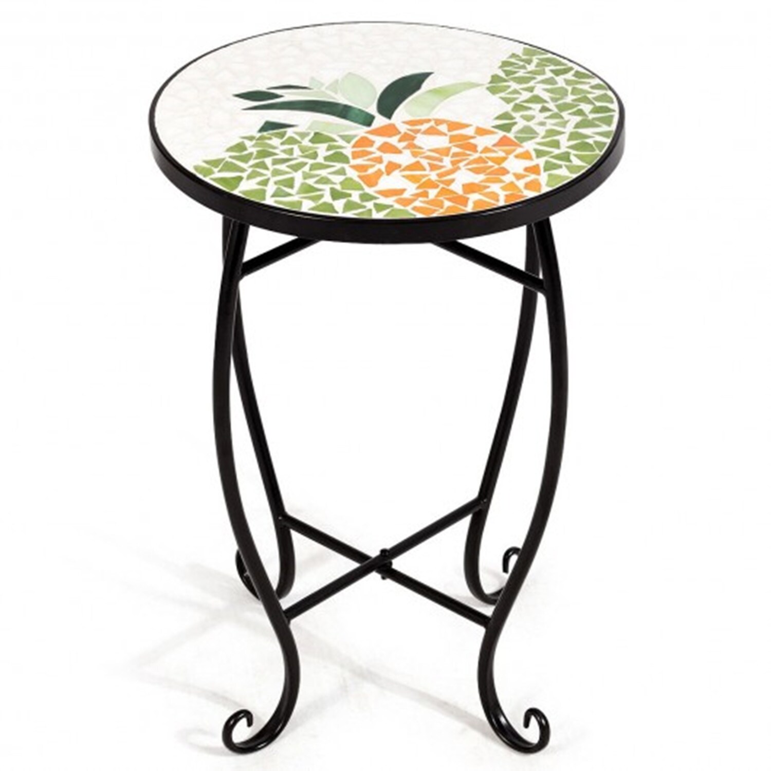 WELLFOR OP-HPY-3552YE 21-Inches H x 14-Inches W Light Green Indoor/Outdoor Round Steel Plant Stand
