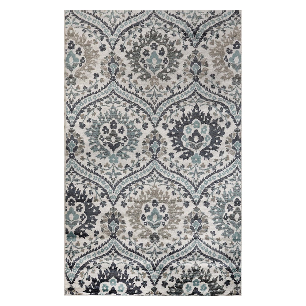 Deep Royal Floral Synthetic 7' x 9' Area Rug