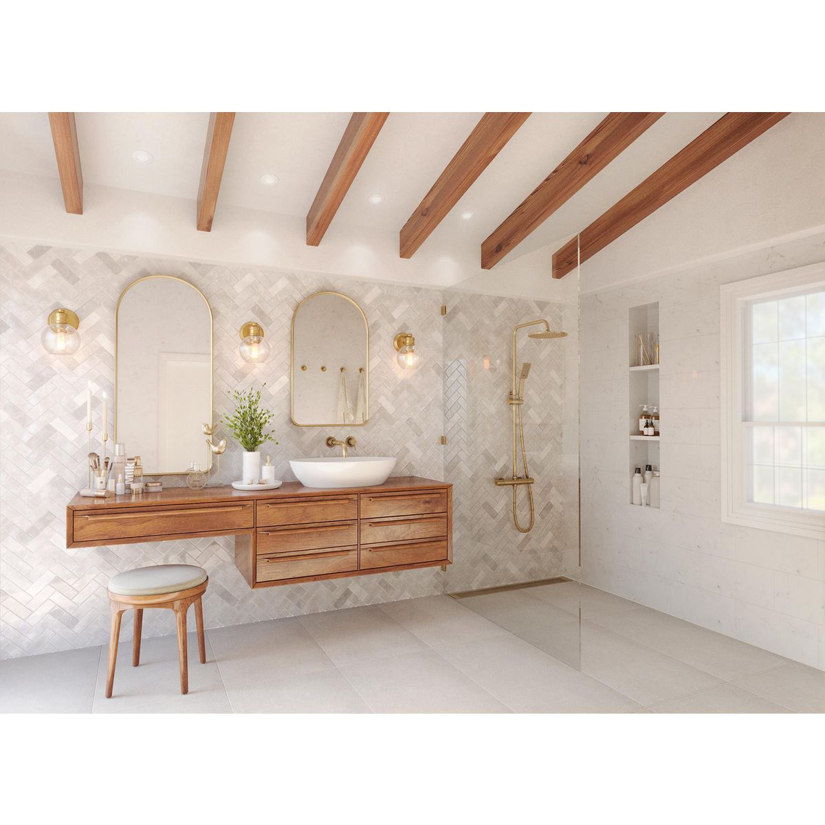 Hansford Vintage Brass Clear Globe Glass Bath Vanity Light