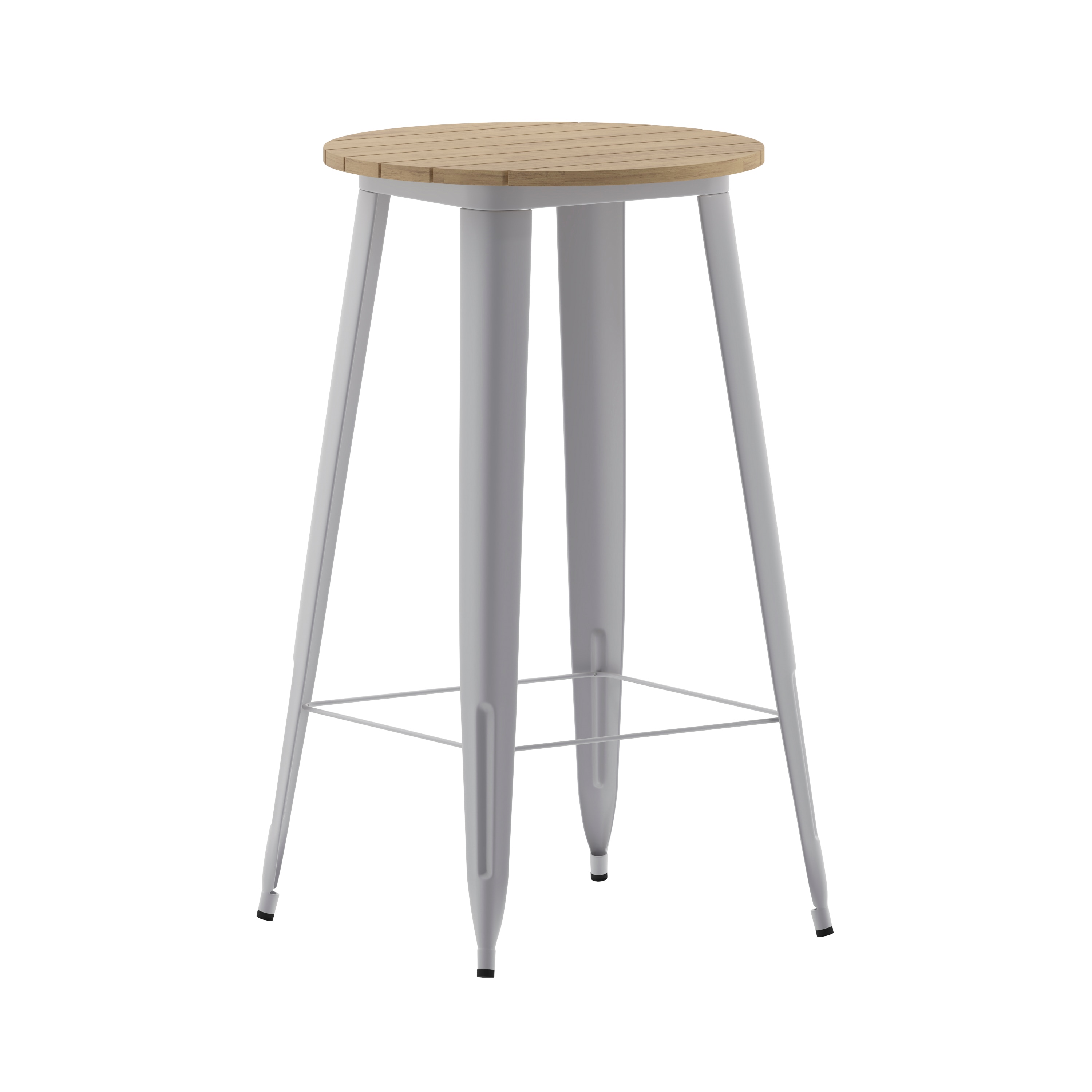 Taylor & Logan 196861109478 Ani Brown Top/Silver Frame Round Contemporary/Modern Bar Table, Resin with Silver Steel 23.75-Inches L x 42-Inches H
