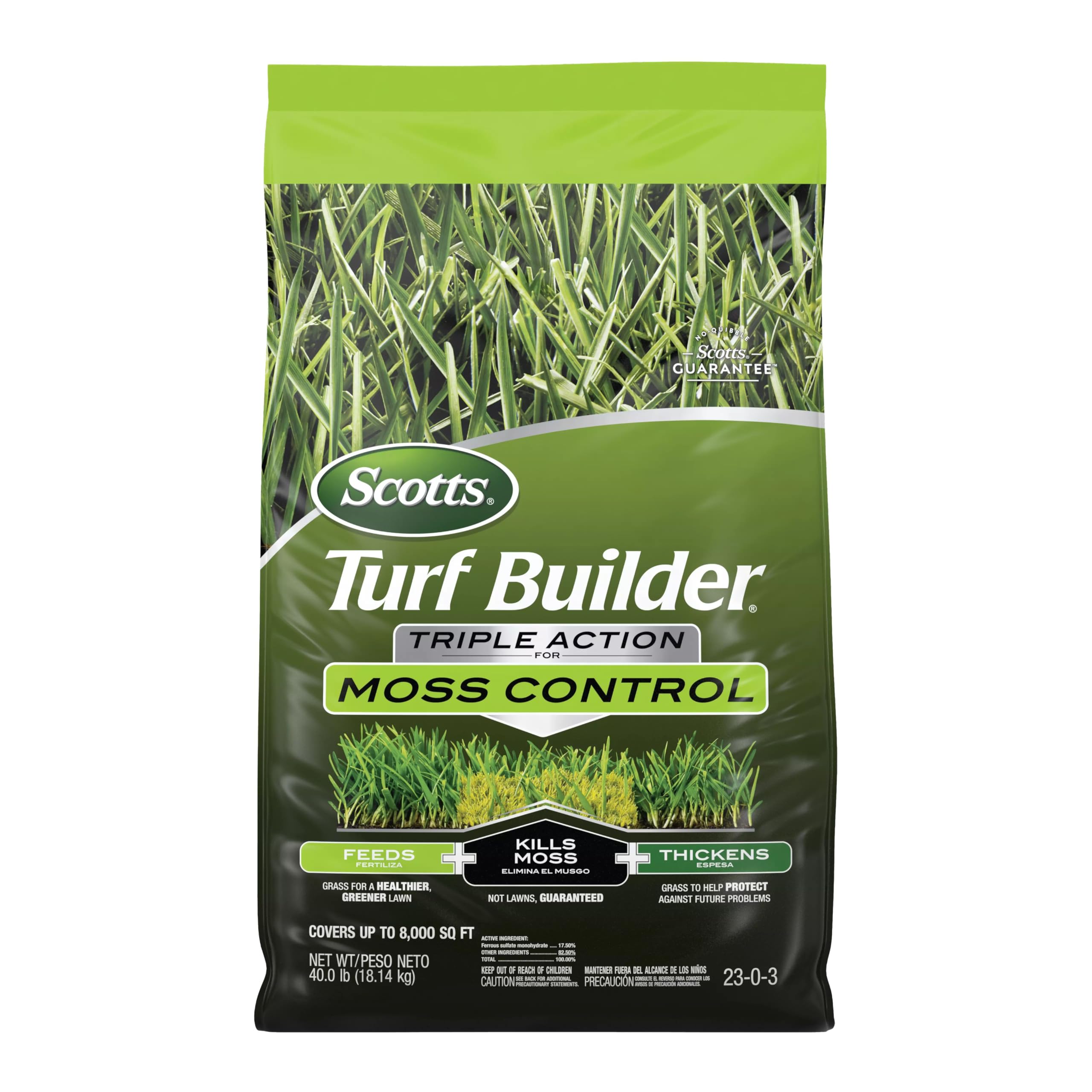 Scotts  Turf Builder Triple Action for Effective Moss Control and Lawn Fertilization 40 lbs Covers 8 000 sq ft