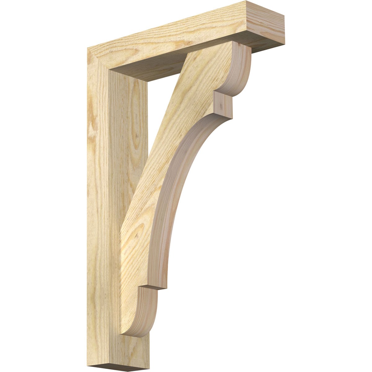 Ekena Millwork 1463607 Olympic Block Rough Sawn Bracket with Offset Brace 4-in x 14-in x 22-in Douglas fir Brown Wood Standard bracket