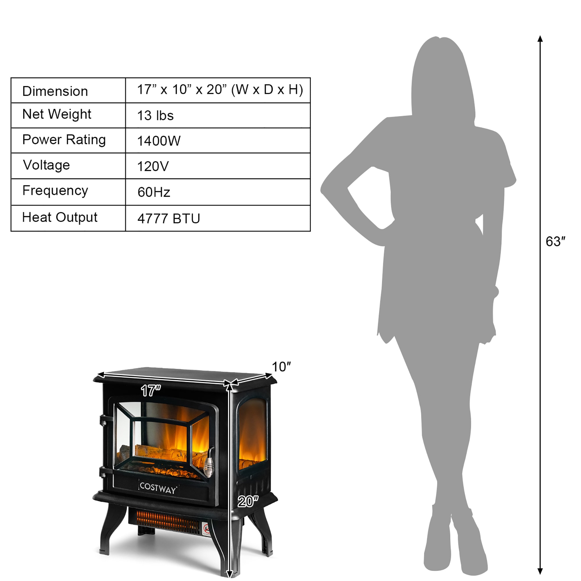 Goplus FP10057US-BK Electric-Fireplaces - View #2