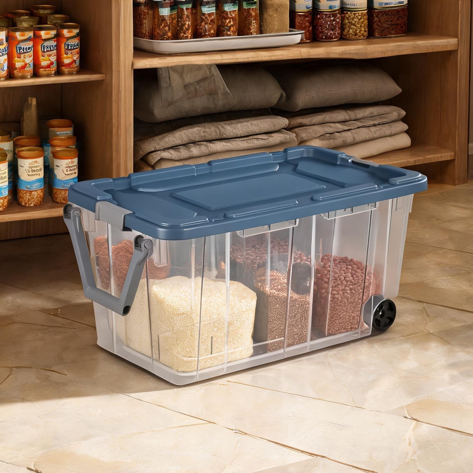 sunjurt Blue Plastic Storage Locker with Louvered Door Large 40-Gallon Capacity for Indoor Organization