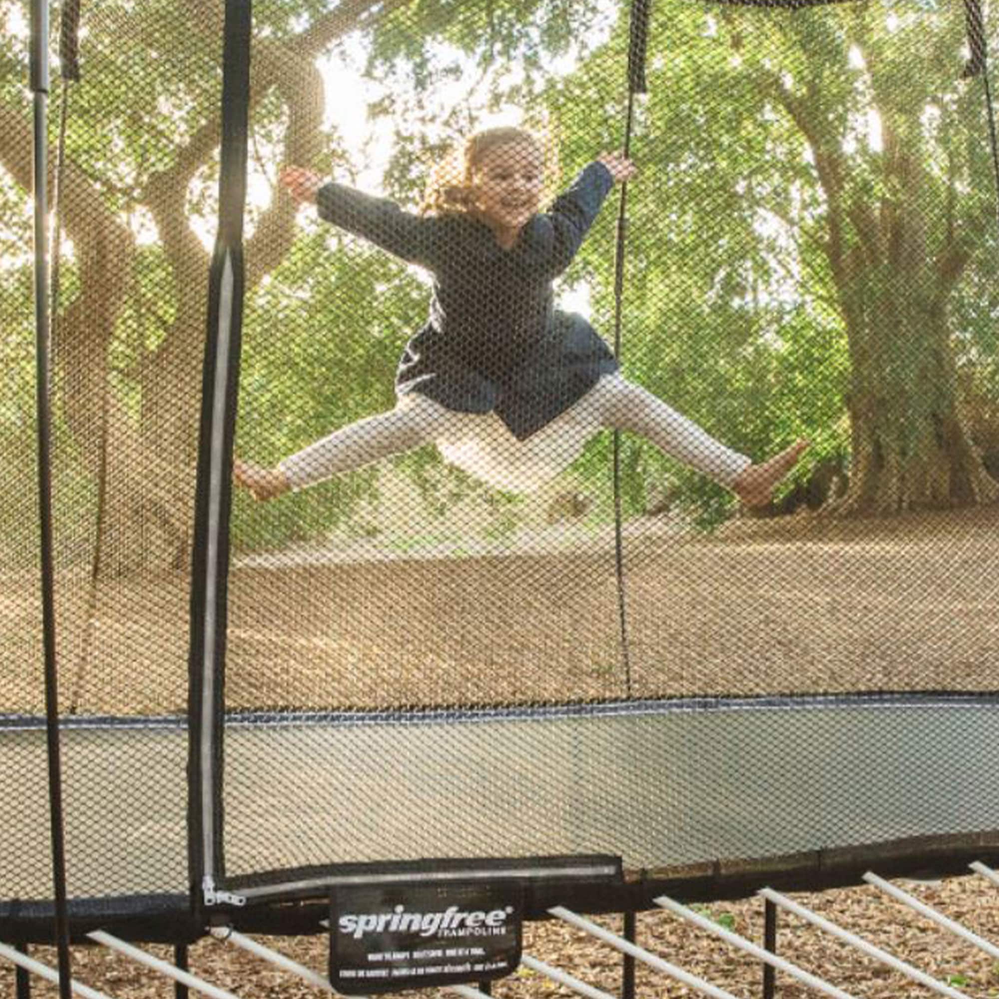 Black Oval Springless Trampoline with Safety Enclosure and Ladder