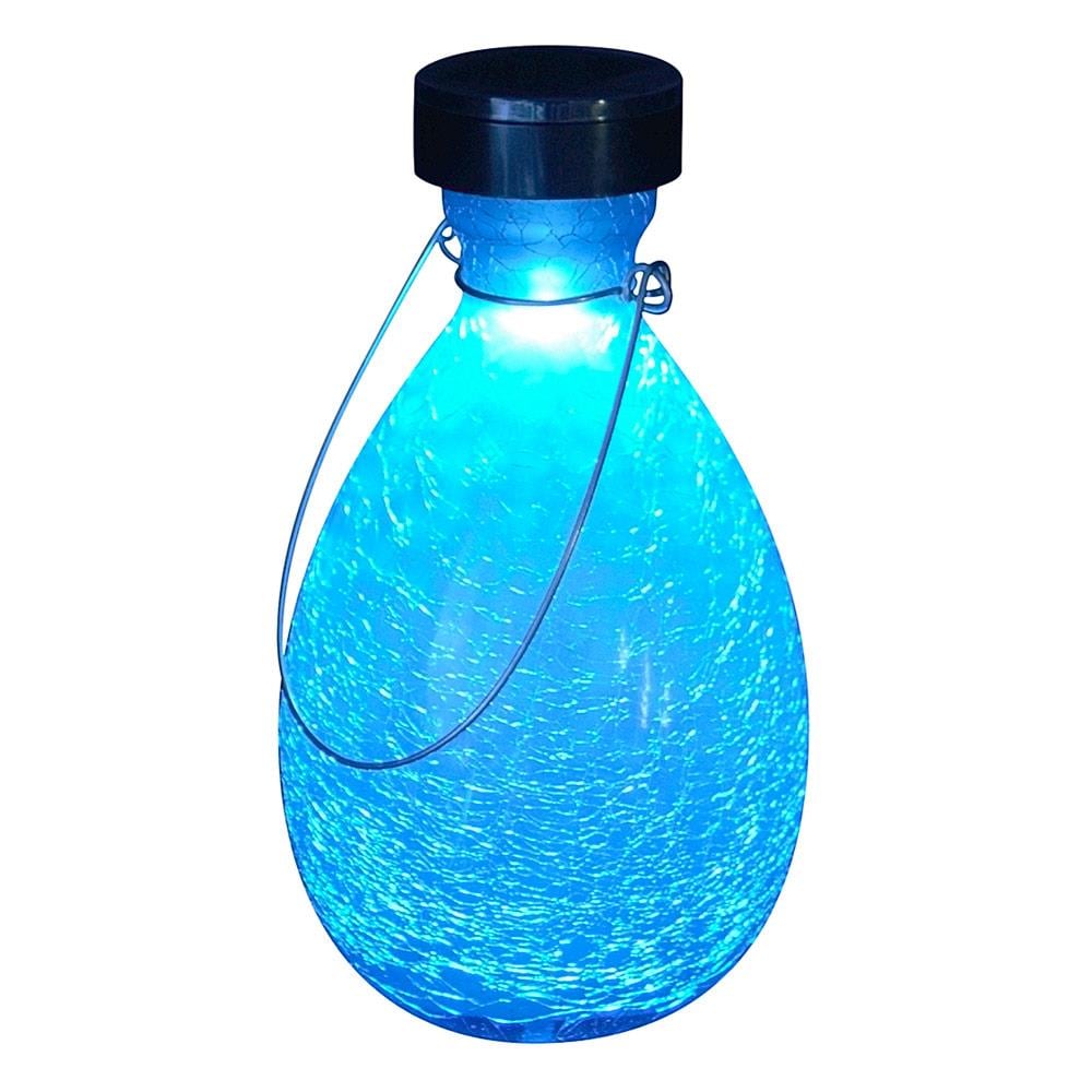 Minuteman International SL-SV01T 4.25-in x 7-in Teal Glass Solar Outdoor Decorative Lantern