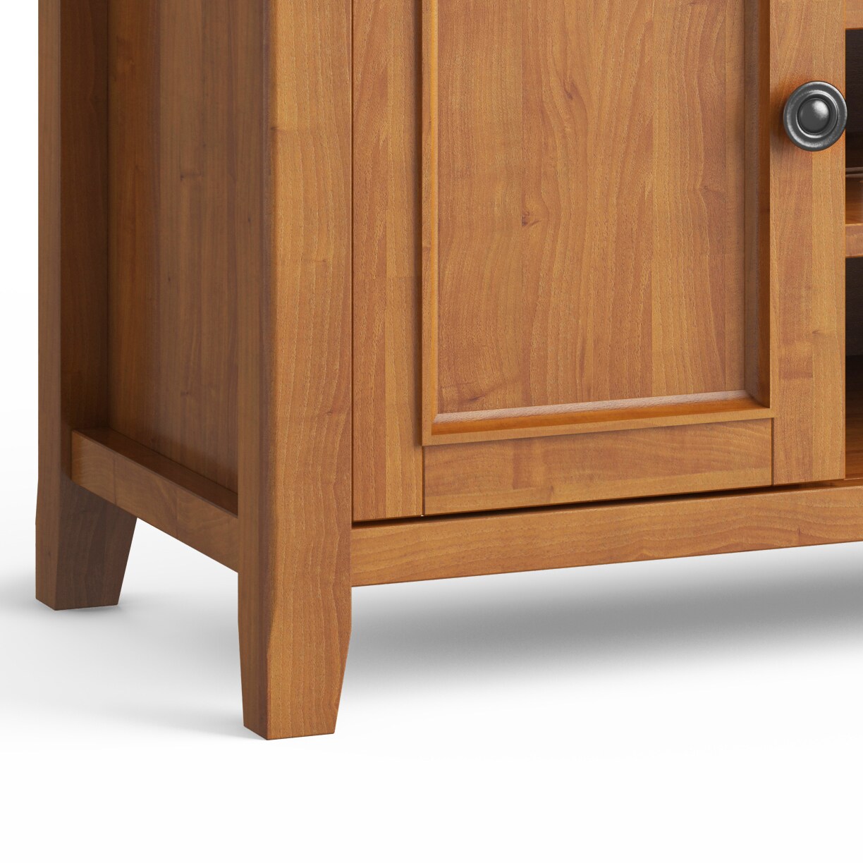 Light Golden Brown Solid Wood TV Media Stand with Cabinets