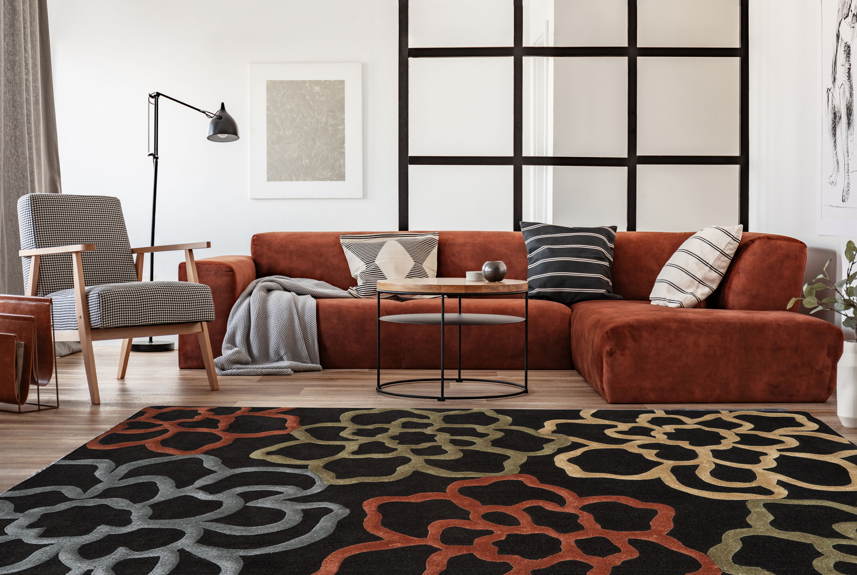Linon RUG-TAD1281 Trio 8 X 10 (ft) Chocolate Indoor Geometric Bohemian/Eclectic Area Rug