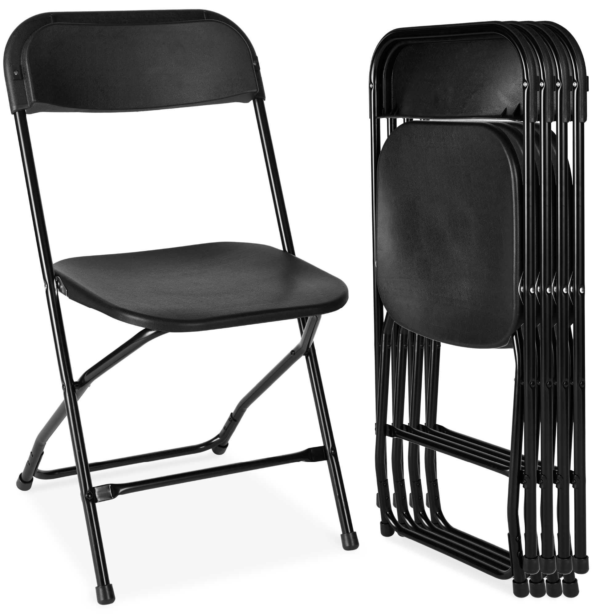 Best Choice Products SKY7292 Set of 4 Folding Stacking Plastic Chairs w/ Non-Slip Feet 350lb Capacity - Black