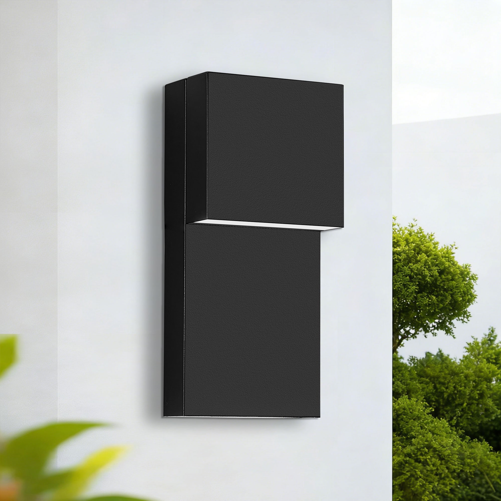LOBREG  Weather Resistant 1 Pack 11.8 in Black Exterior Wall Sconce Minimalist Outdoor Wall Light