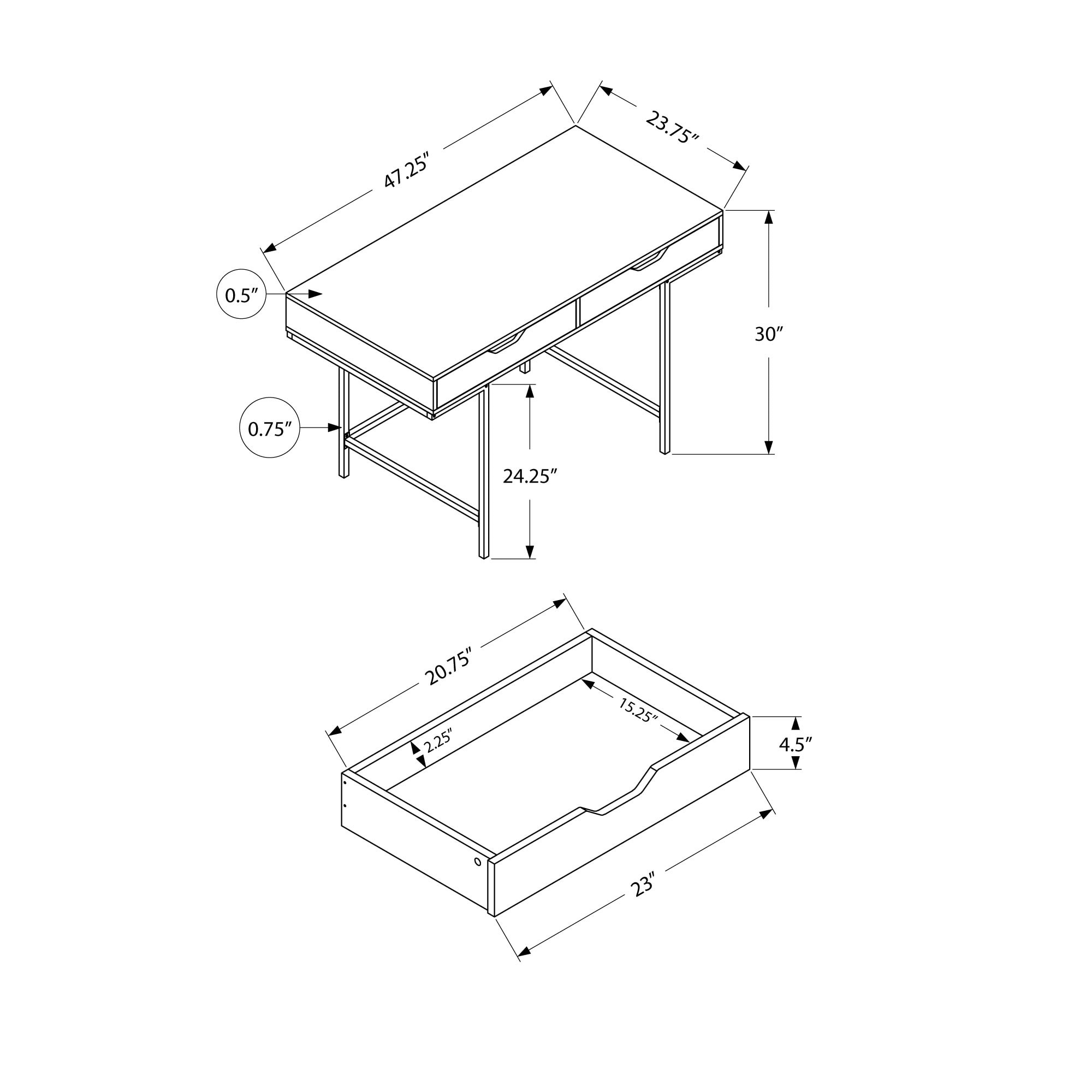 HyperDrop Cart W-B2710P219845 desks - View #3
