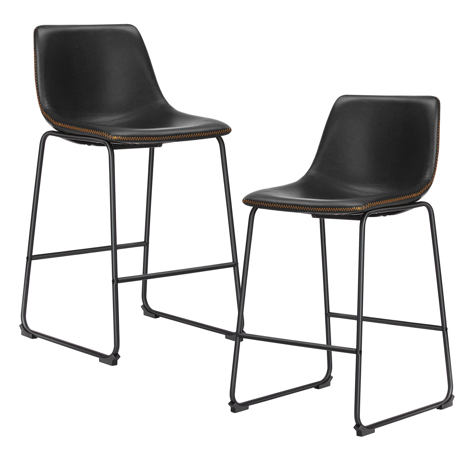 Flynama L-140068 Black 25.9-in H Counter height (24-in to 27-in) Contoured Seat Upholstered Metal Back Bar Stool Back