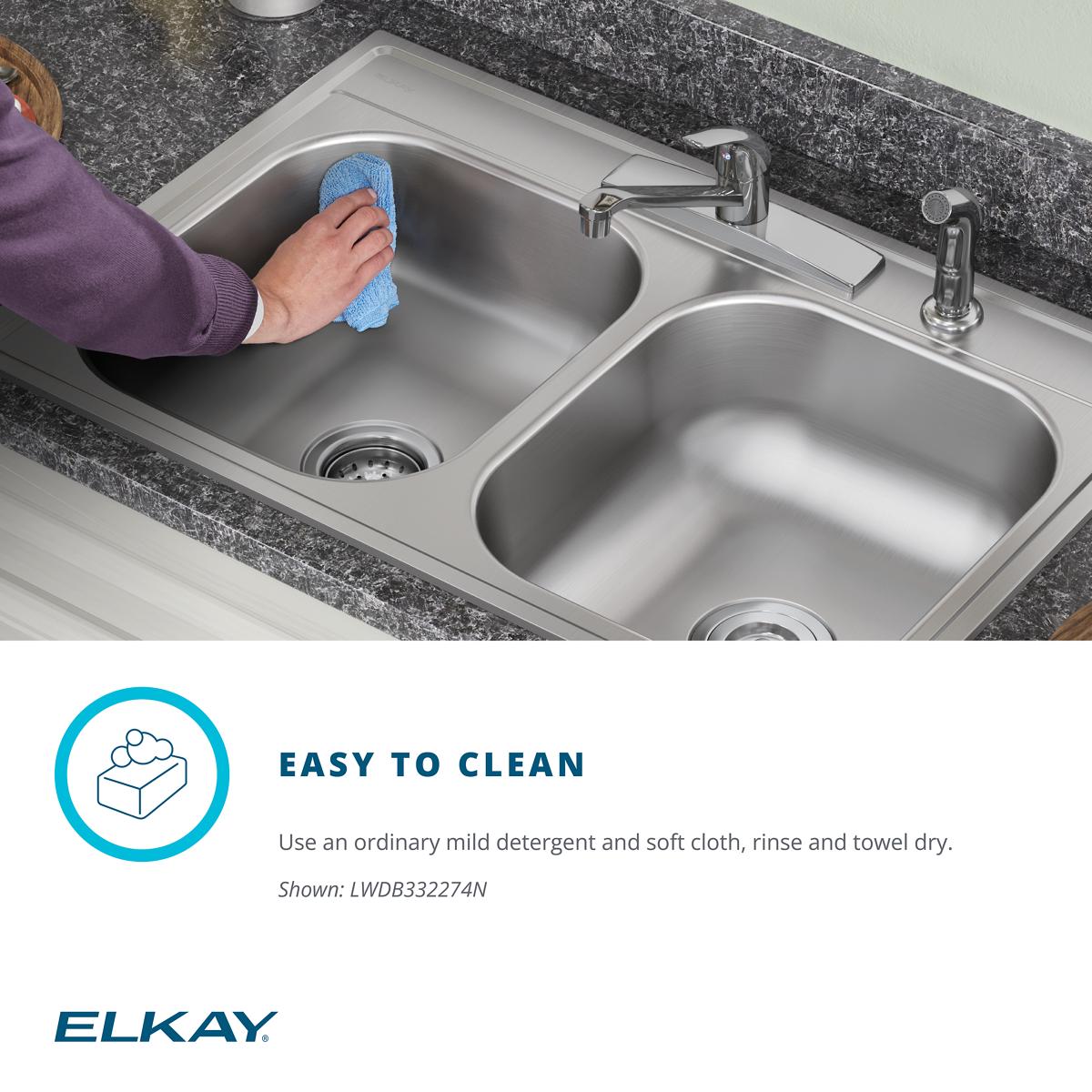 Elkay Dayton Drop-In 33-in x 22-in Stainless Steel Double Equal Bowl 4-Hole Kitchen Sink | LWDB332264N
