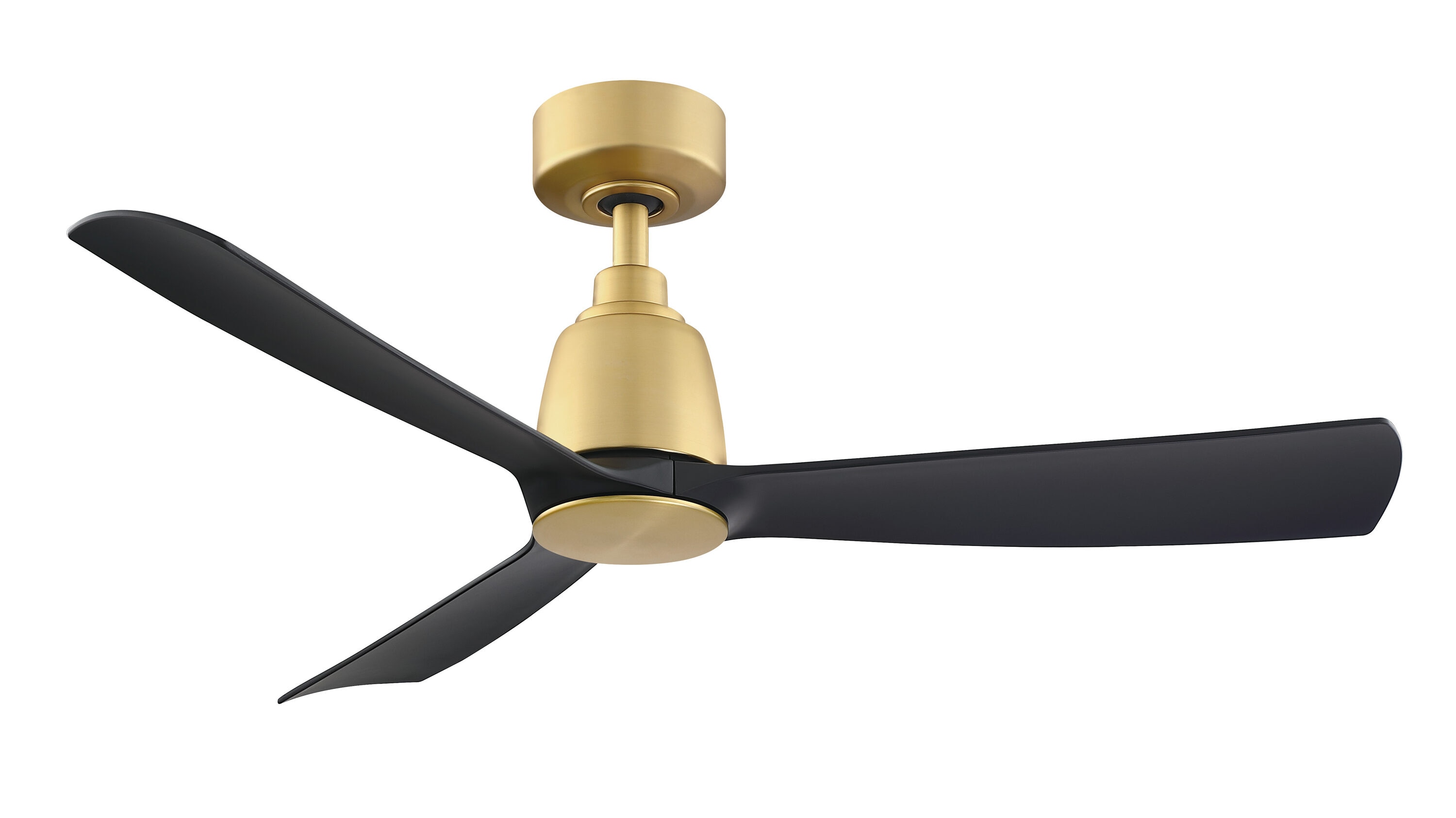 Fanimation FPD8547BSBL Kute 44 44-in Outdoor Smart Brushed Satin Brass with Black Blades Propeller Ceiling Fan Light Kit Compatible - Remote Included ( 3 -Blade )