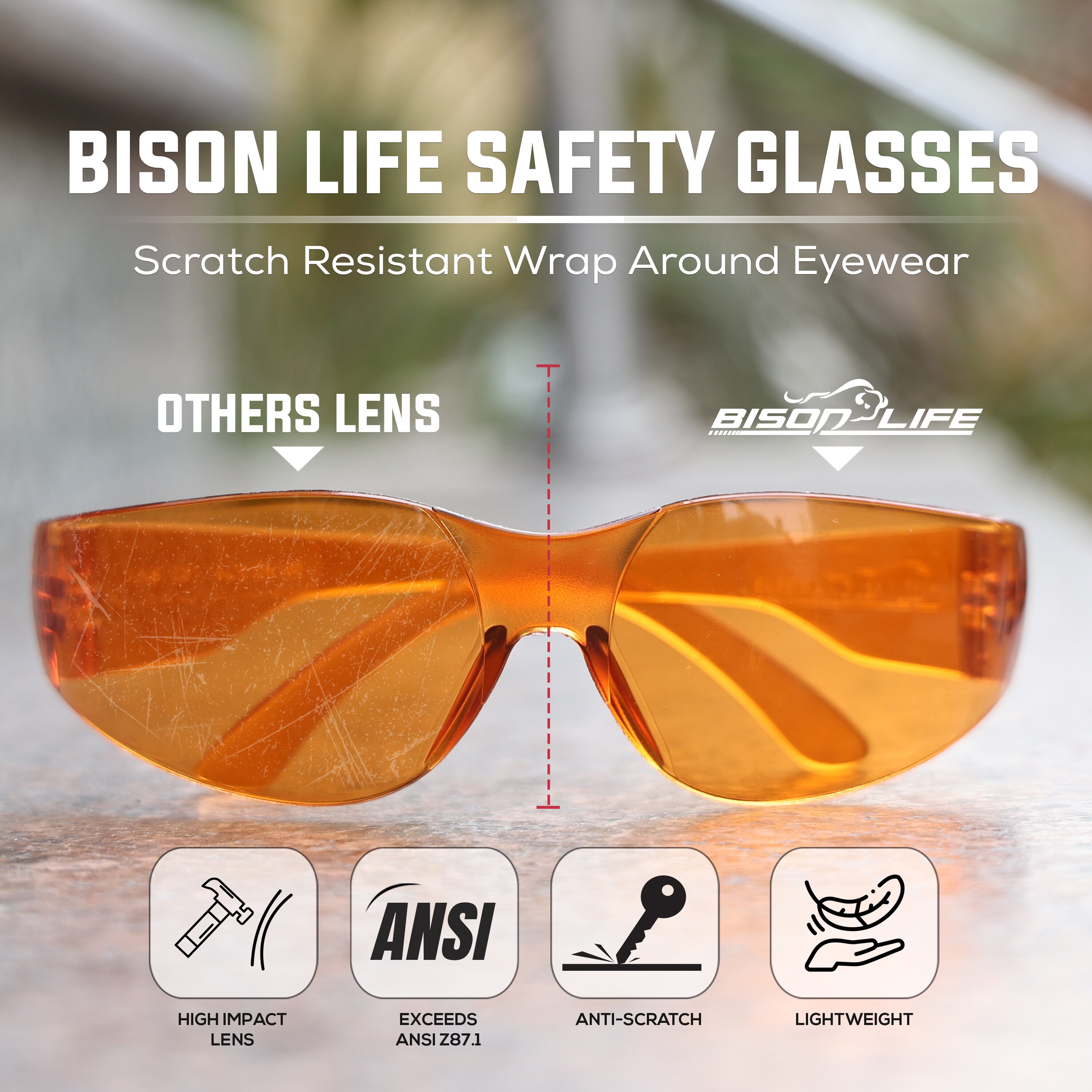 BISON LIFE SH-CR-CLCT-SG3O-CS Protective-Eye-Wear - View #5