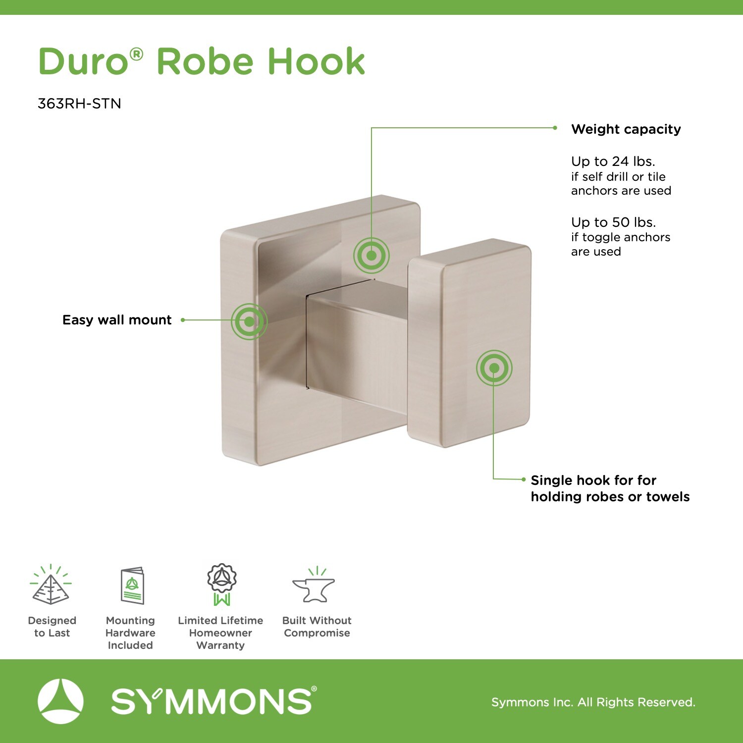 Symmons 363RH-STN Robe-Hooks - View #6