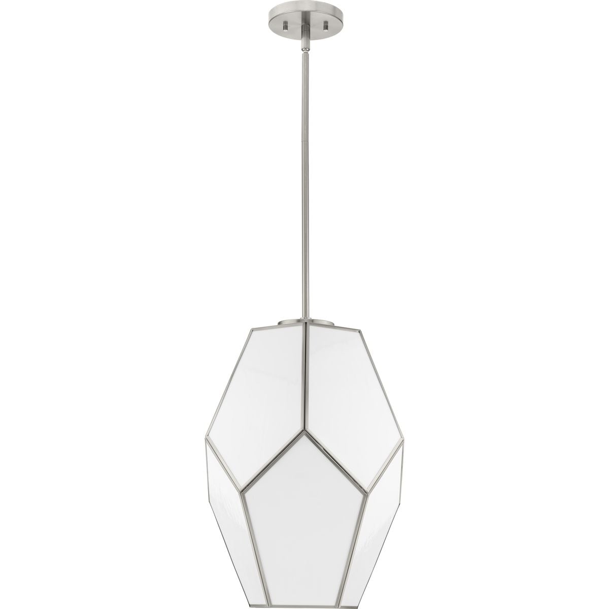 Latham Brushed Nickel Geometric Pendant Light with White Art Glass