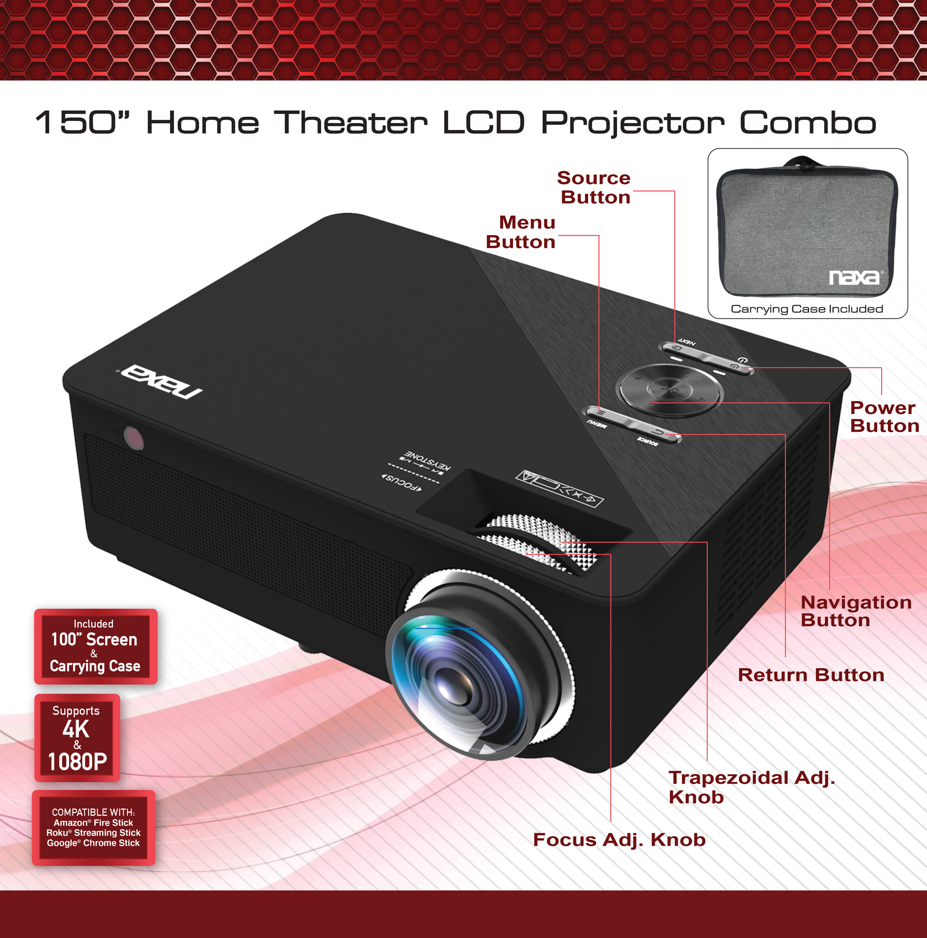 naxa 150 home theater lcd projector combo