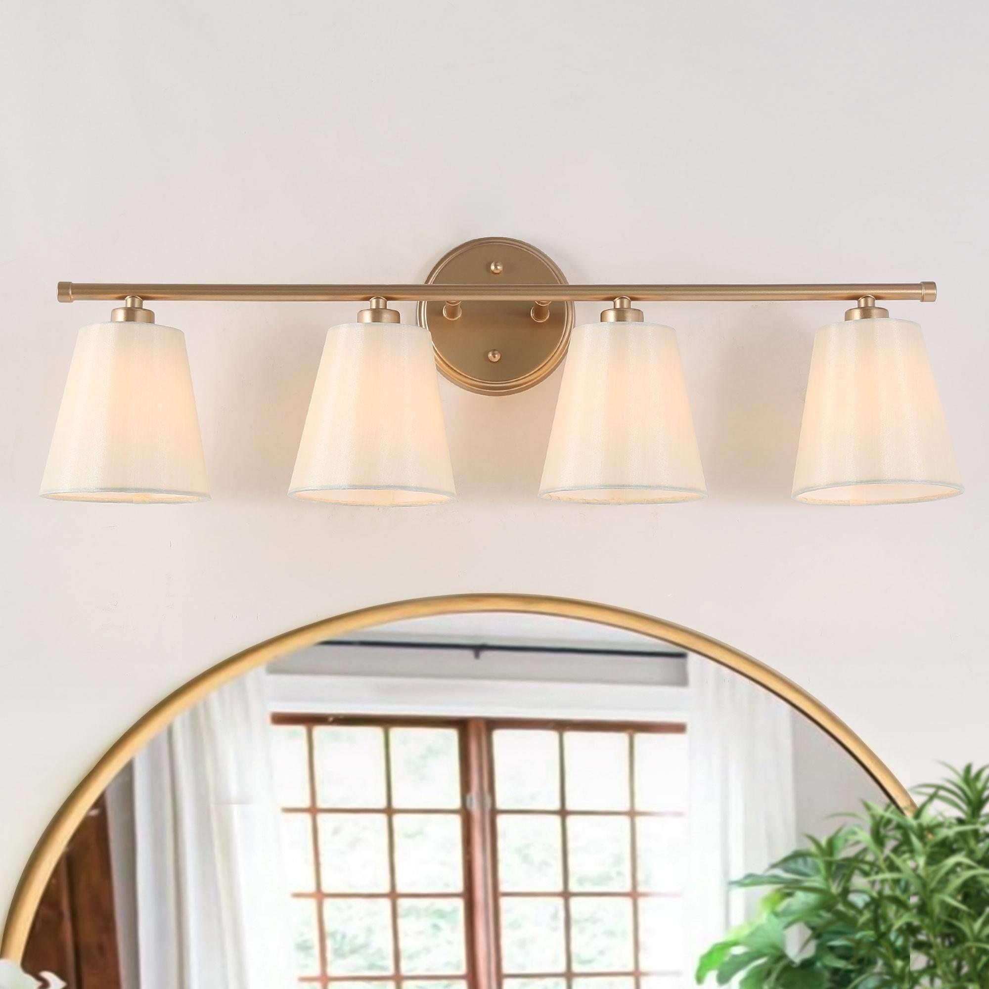 Uolfin BA3M2Y-LWS24162-E7 26.5-in 4 -Light Polished Gold Transitional Vanity light