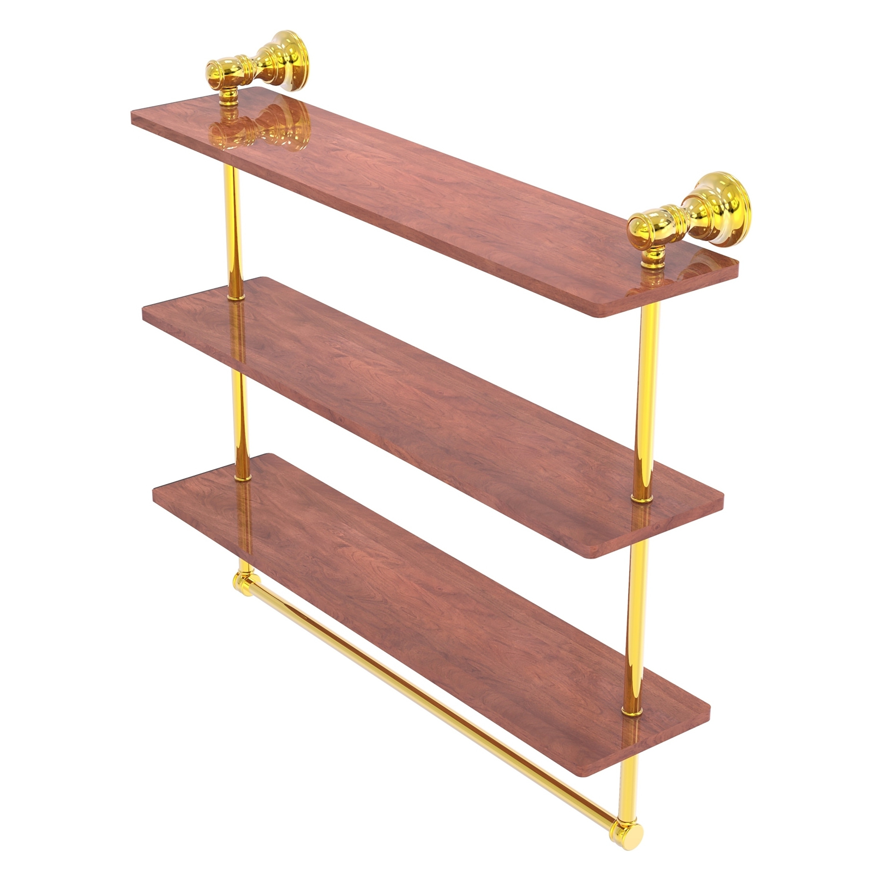 Allied Brass CL-5-22TB-IRW-PB Carolina Polished Brass 3 -Tier Wall mount Corner Bathroom Shelf ( 22-in x 19.7-in x 5-in )