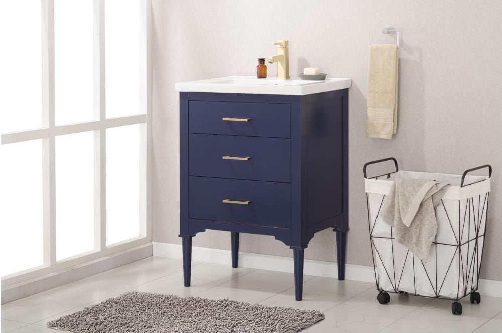 24 Bathroom Vanity With Top Sink And 2 Drawers, Blue - Modernluxe : Target