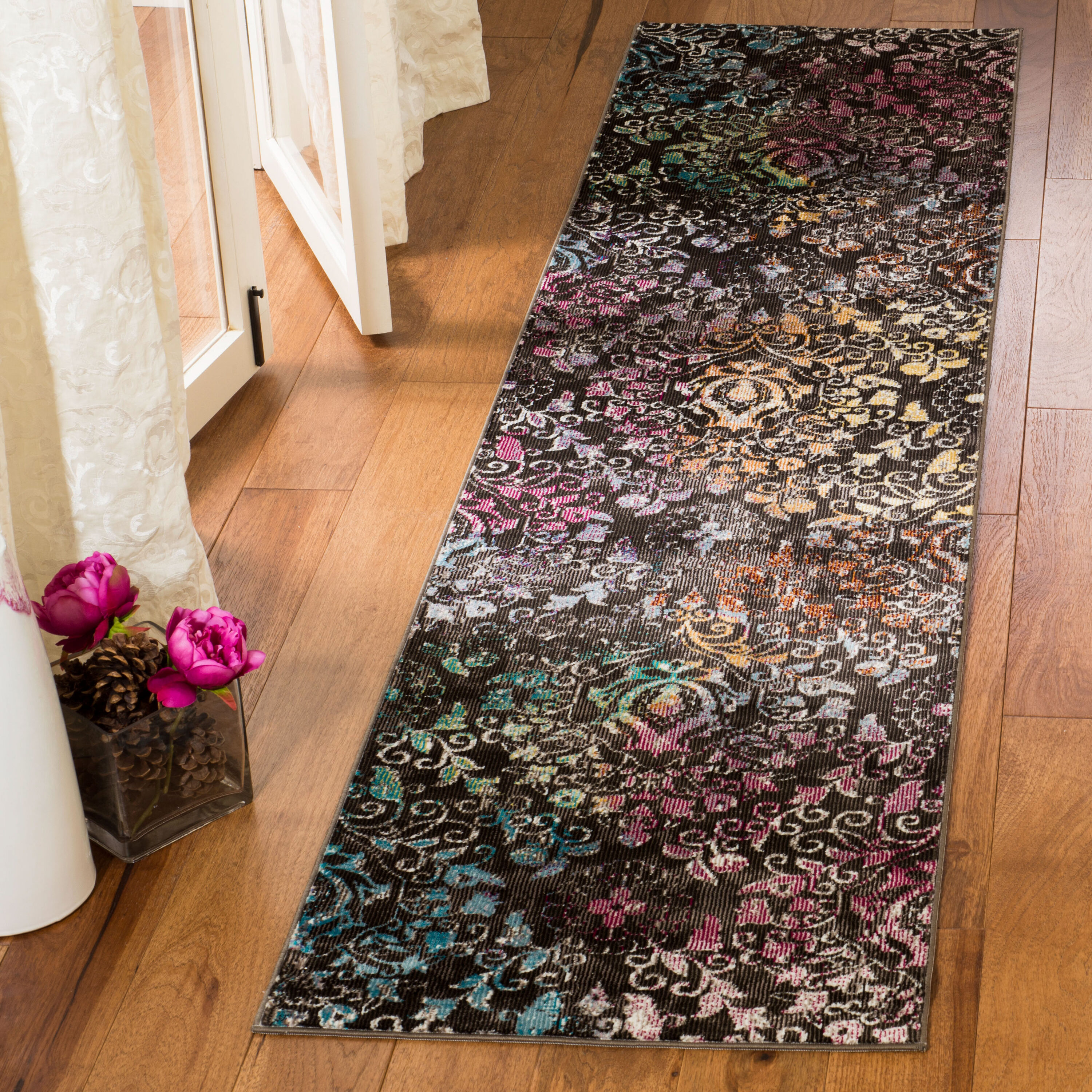 Ara172W Aria Brown/Multi 2ft x 8ft Runner Rug