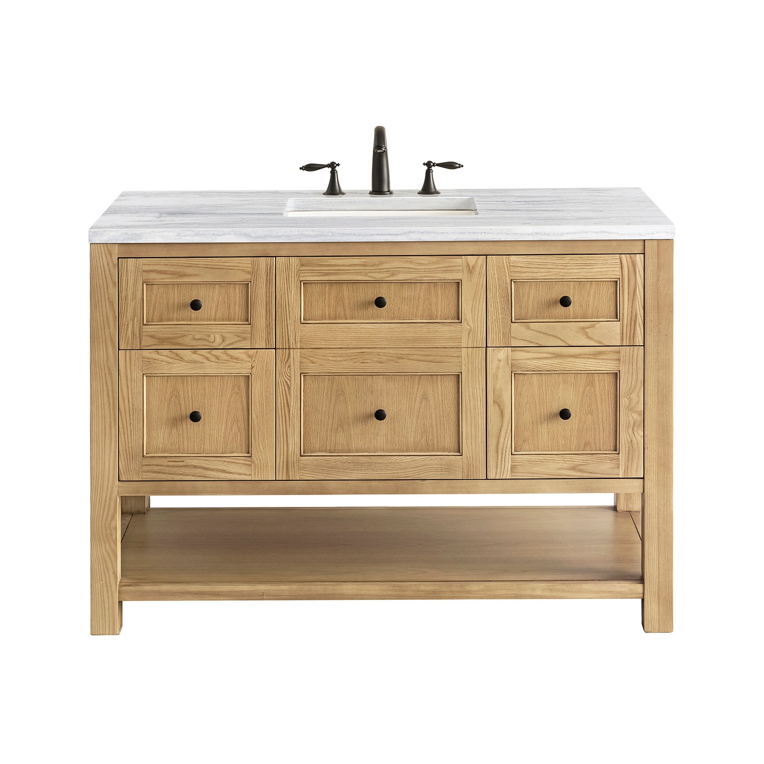 James Martin Vanities 330-V48-LNO-3AF Breckenridge 48-in Light Natural Oak Undermount Single sink Bathroom Vanity with Arctic Fall Solid surface Top
