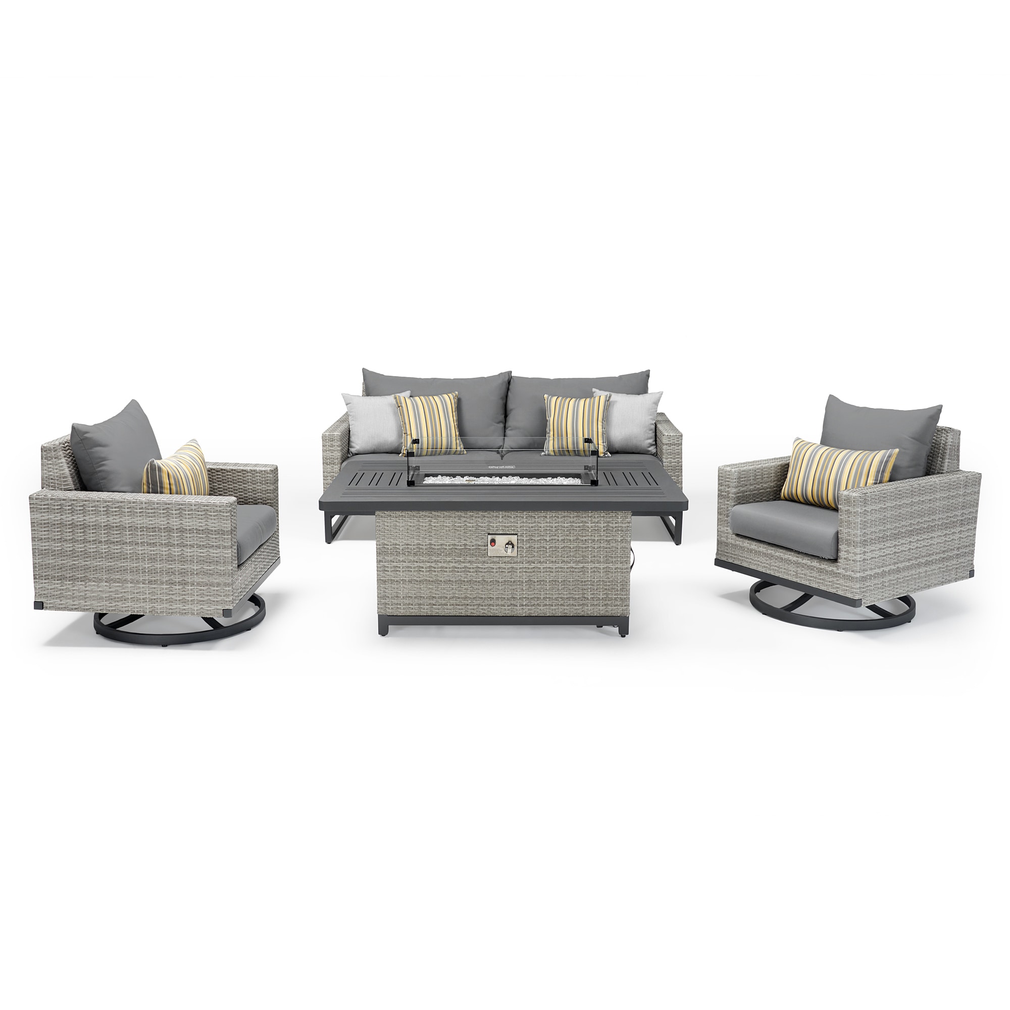 RST Brands OP-PESS4MFTMILOGCHRK Milo 4-Piece Wicker Patio Conversation Set with Gray Sunbrella Cushions