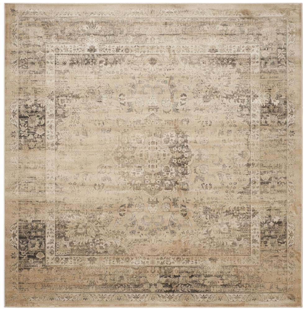 Safavieh VTG113-660-8SQ Vintage Alhia 8 x 8 (ft) Loomed Synthetic Warm Beige Square Indoor Distressed/Overdyed Vintage Area rug